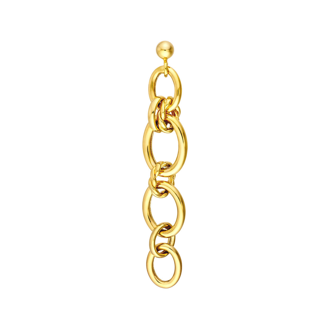 14K Yellow Gold Polished Oval Link Dangle Earrings - Queen May