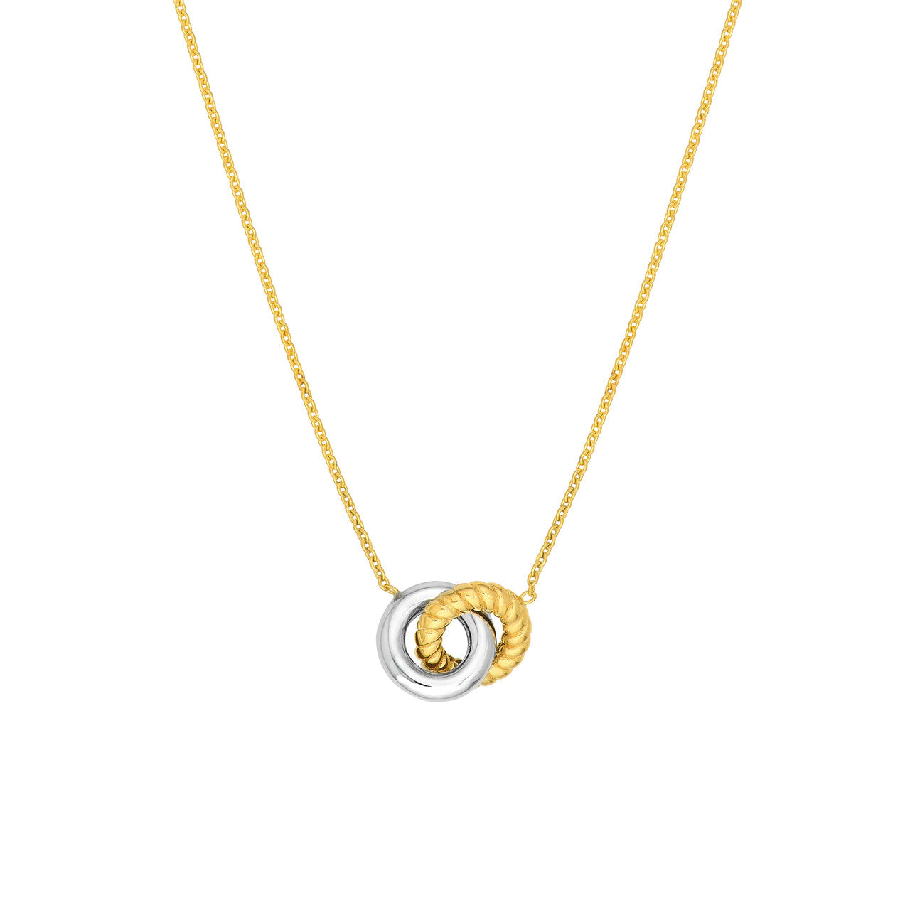 14K Gold Two-Tone Interlocking Circle Pendant Necklace - Queen May