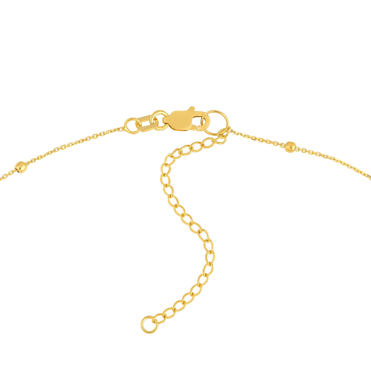 14K Yellow Gold Love Knot Pendant Bead Station Necklace - Queen May