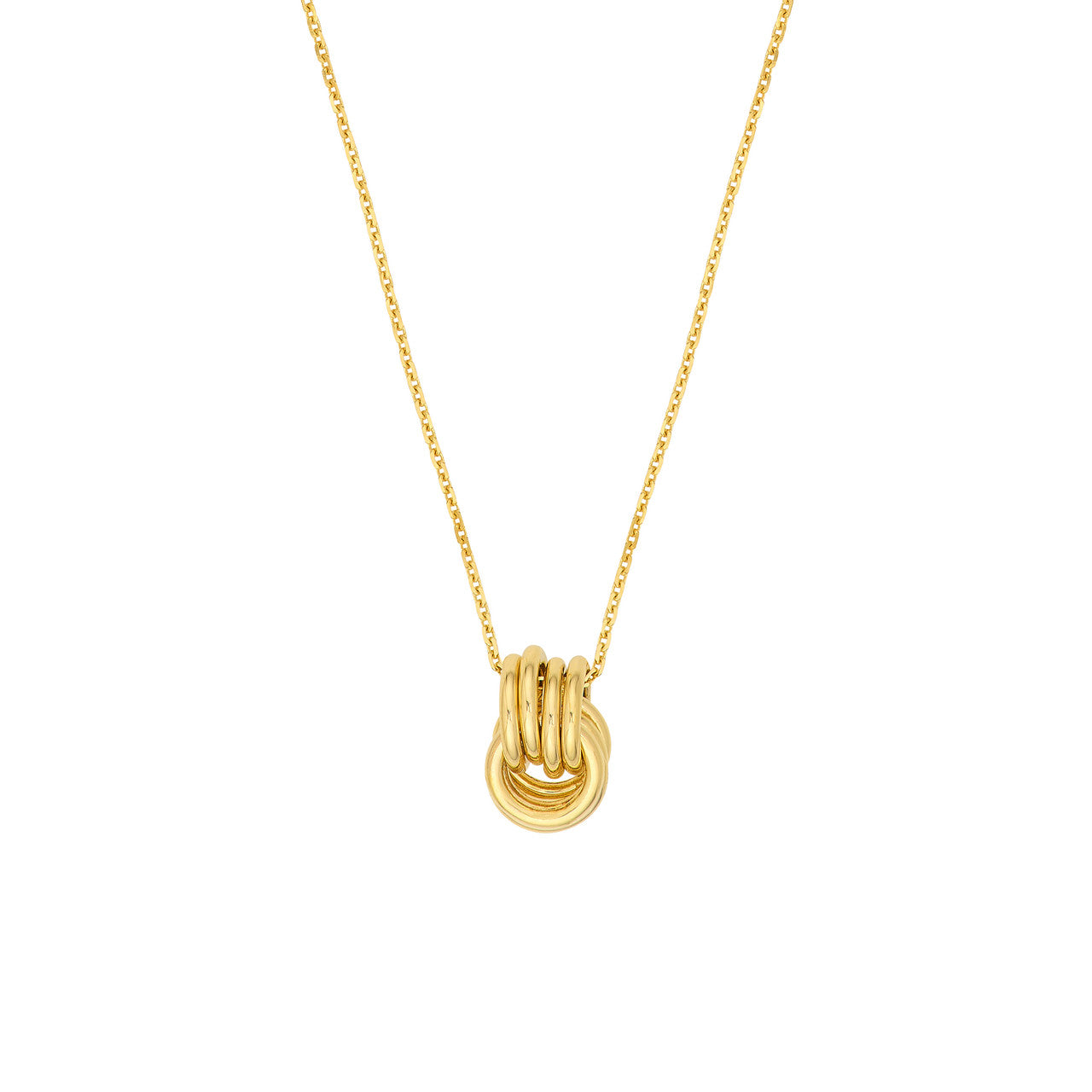 14K Yellow Gold Love Knot Pendant Cable Necklace - Queen May