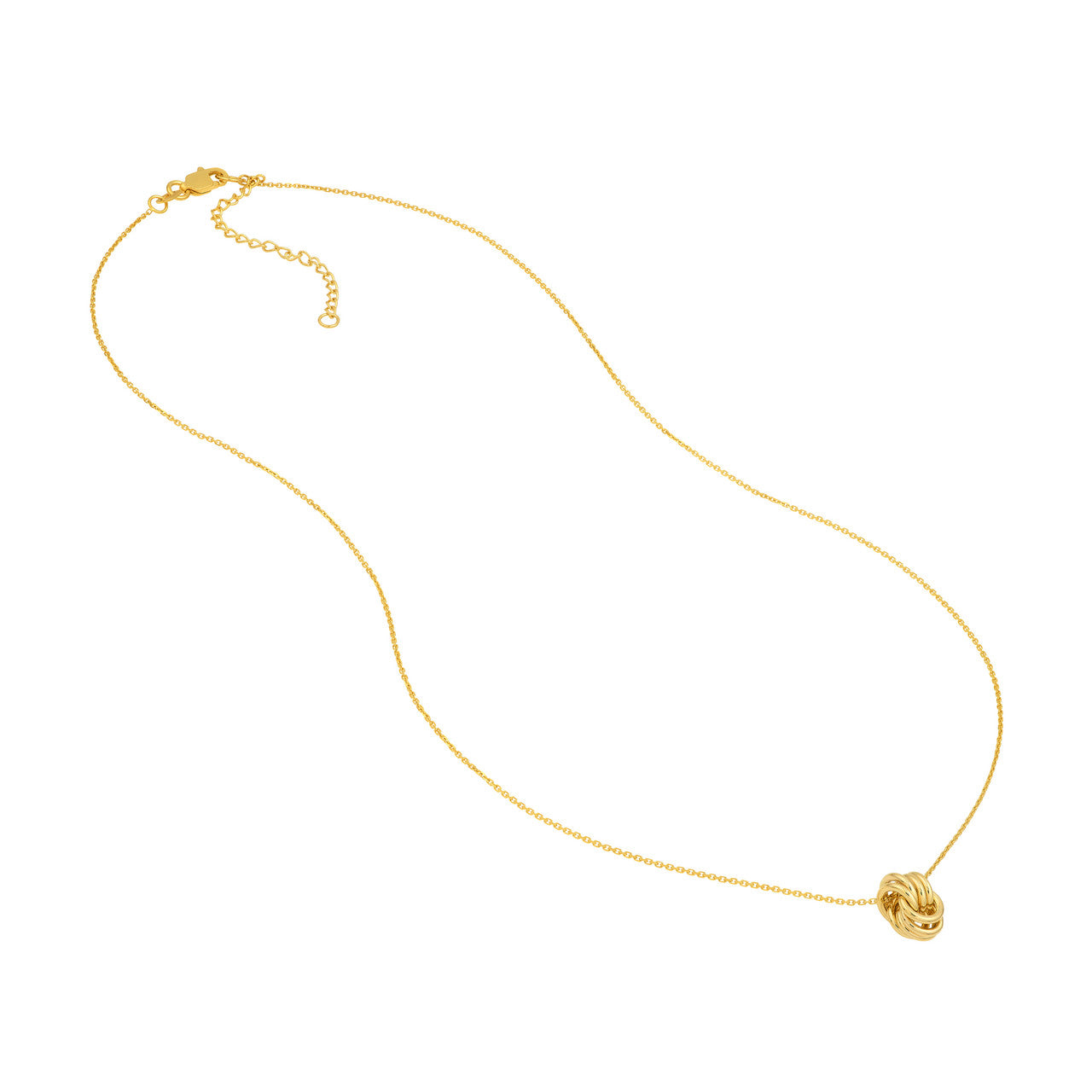 14K Yellow Gold Love Knot Pendant Cable Necklace - Queen May