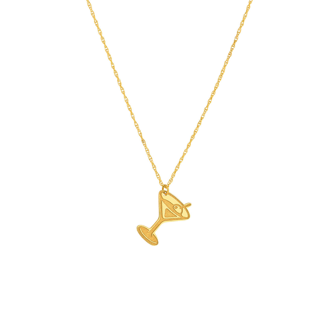14K Yellow Gold Mini Martini Glass Pendant Necklace - Queen May
