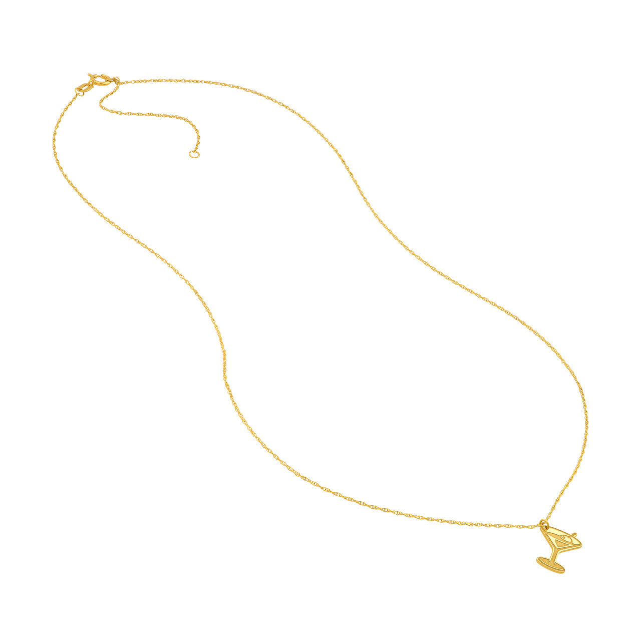14K Yellow Gold Mini Martini Glass Pendant Necklace - Queen May