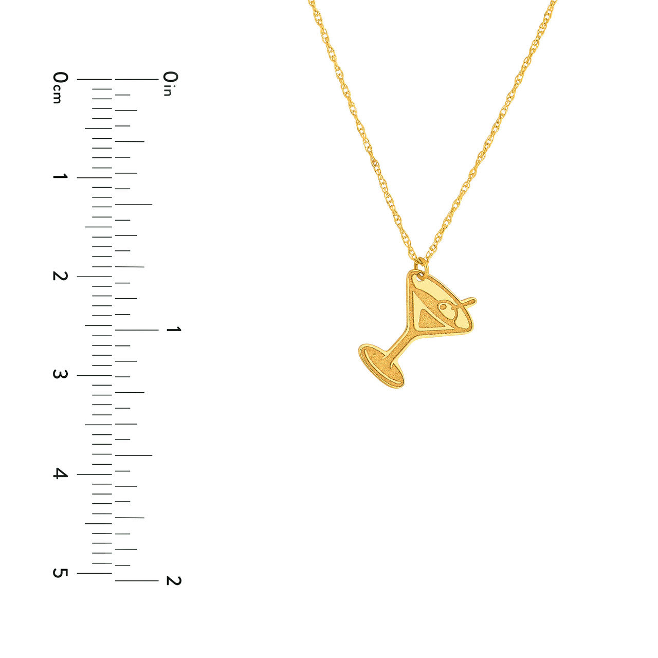 14K Yellow Gold Mini Martini Glass Pendant Necklace - Queen May