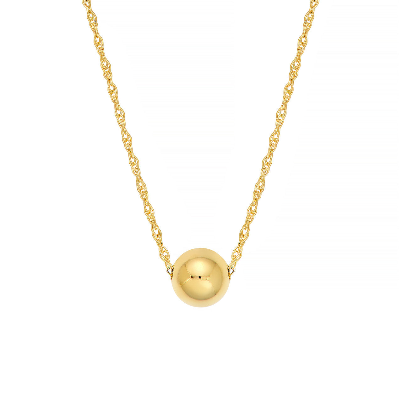 14K Yellow Gold Mini Puffy Bead Charm Necklace - Queen May