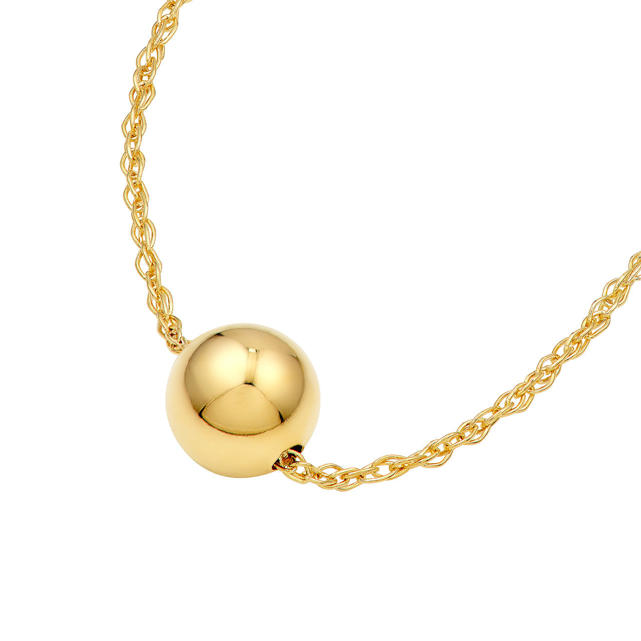 14K Yellow Gold Mini Puffy Bead Charm Necklace - Queen May