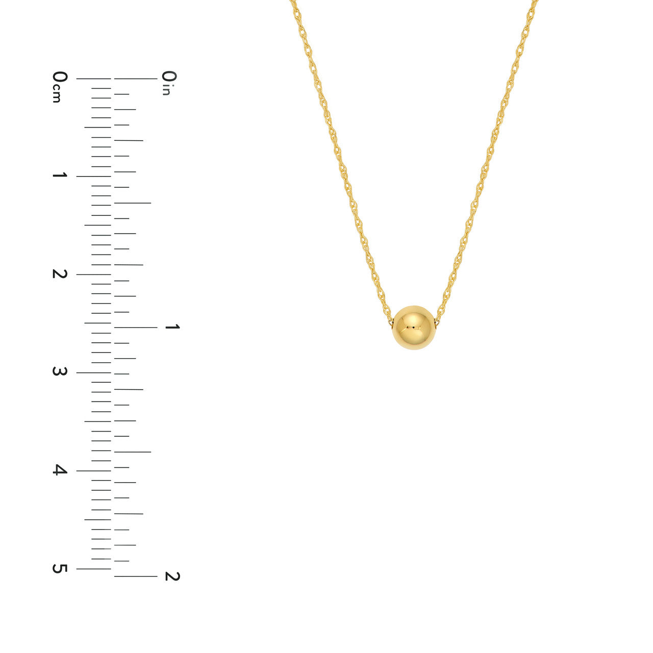 14K Yellow Gold Mini Puffy Bead Charm Necklace - Queen May