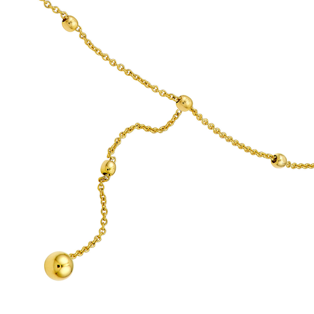 14K Yellow Gold Beaded Chain Lariat Necklace - Queen May