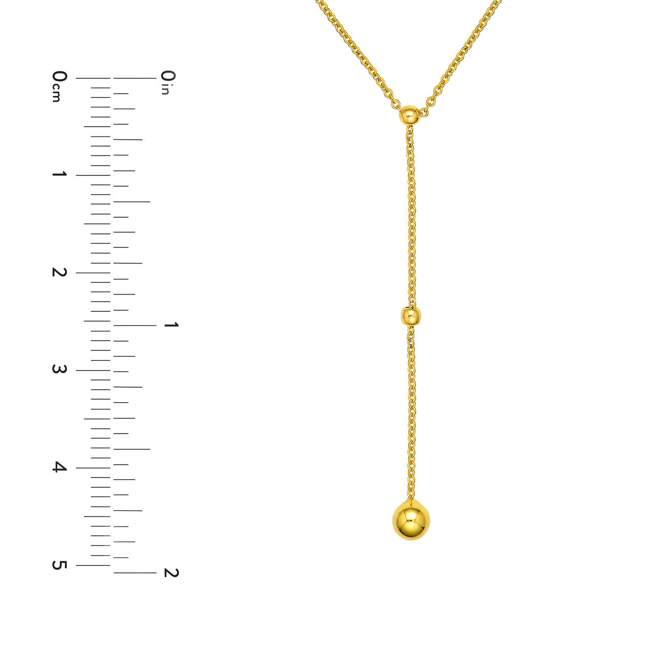 14K Yellow Gold Beaded Chain Lariat Necklace - Queen May