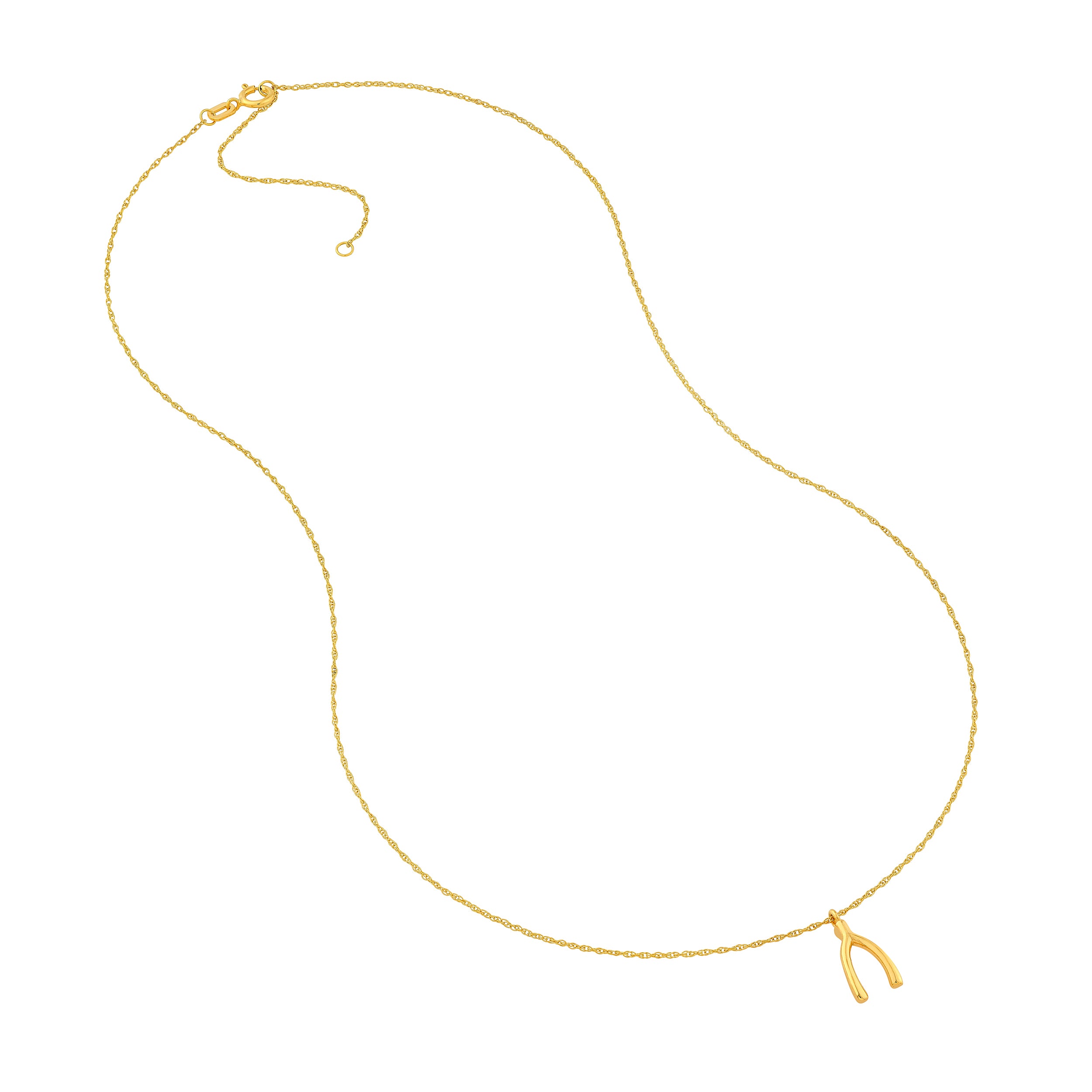 14K Yellow Gold Wishbone Pendant Necklace - Queen May