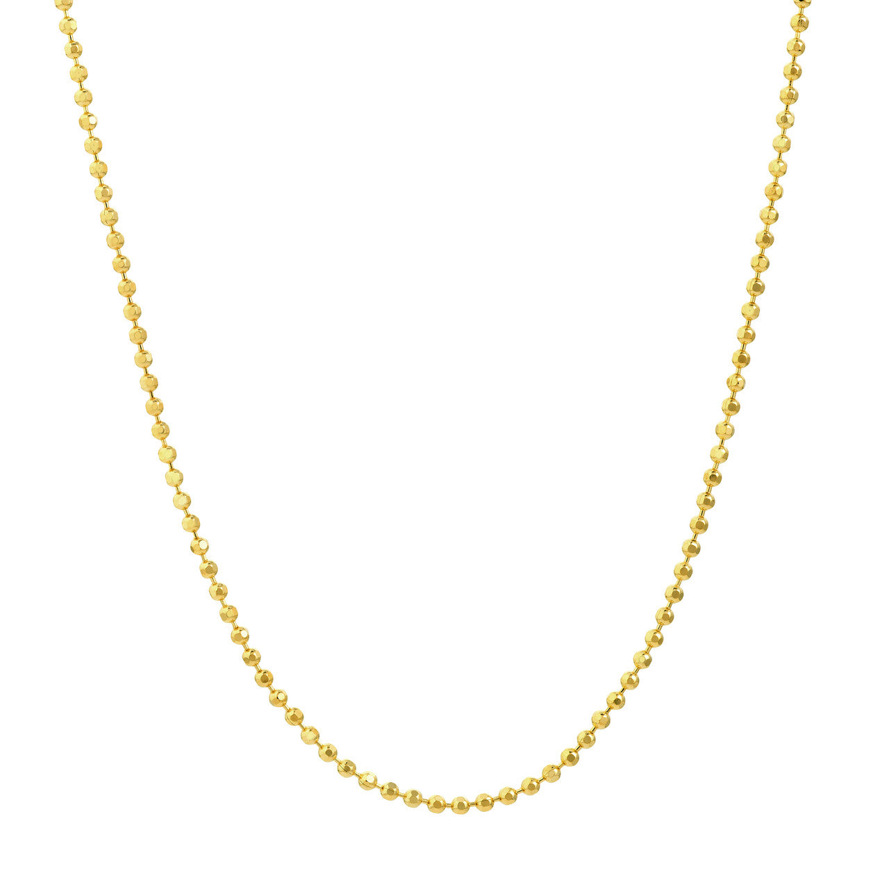 14K Gold Mini Diamond Cut Bead Chain Necklace - Queen May