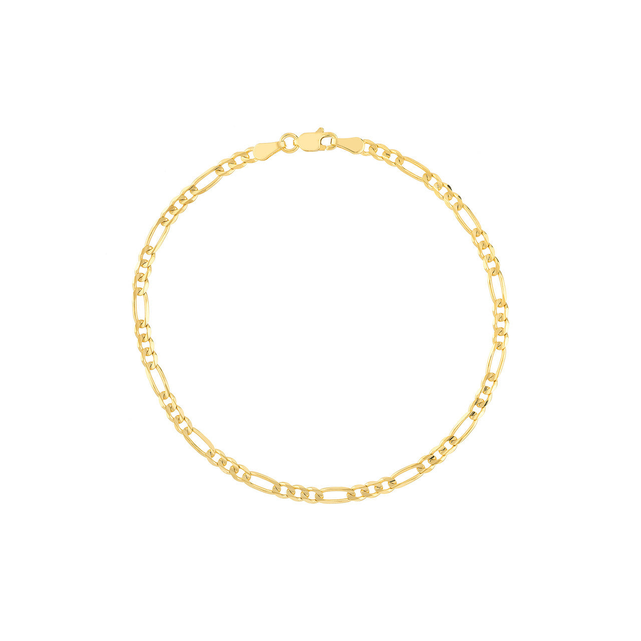 14K Yellow Gold 3.2mm Concave Figaro Link Bracelet - Queen May