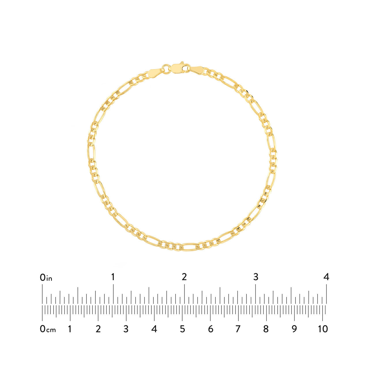 14K Yellow Gold 3.2mm Concave Figaro Link Bracelet - Queen May