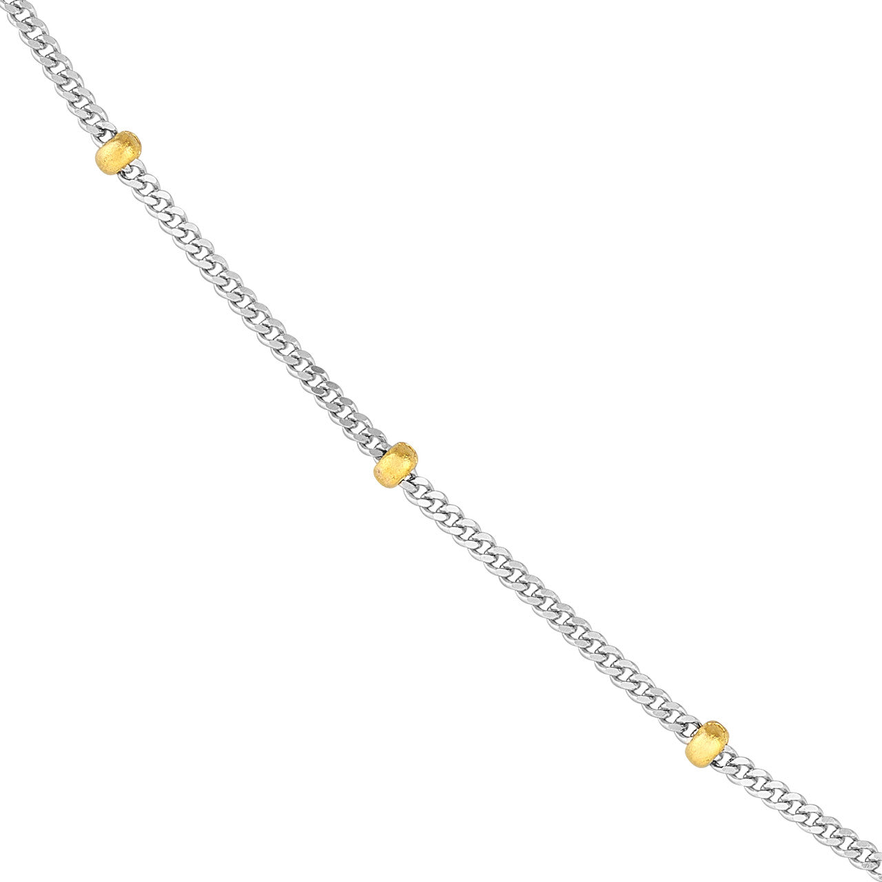 14K Gold Two-Tone 2.0mm Bead Station Curb Chain Necklace - Queen May