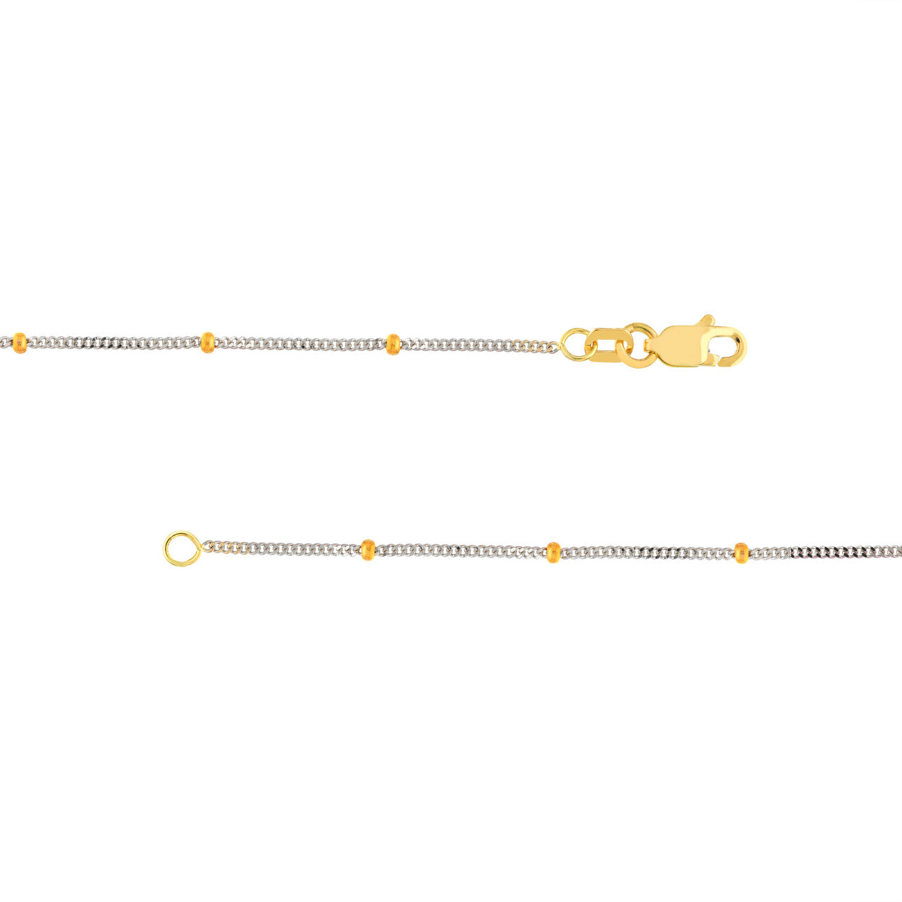 14K Gold Two-Tone 2.0mm Bead Station Curb Chain Necklace - Queen May