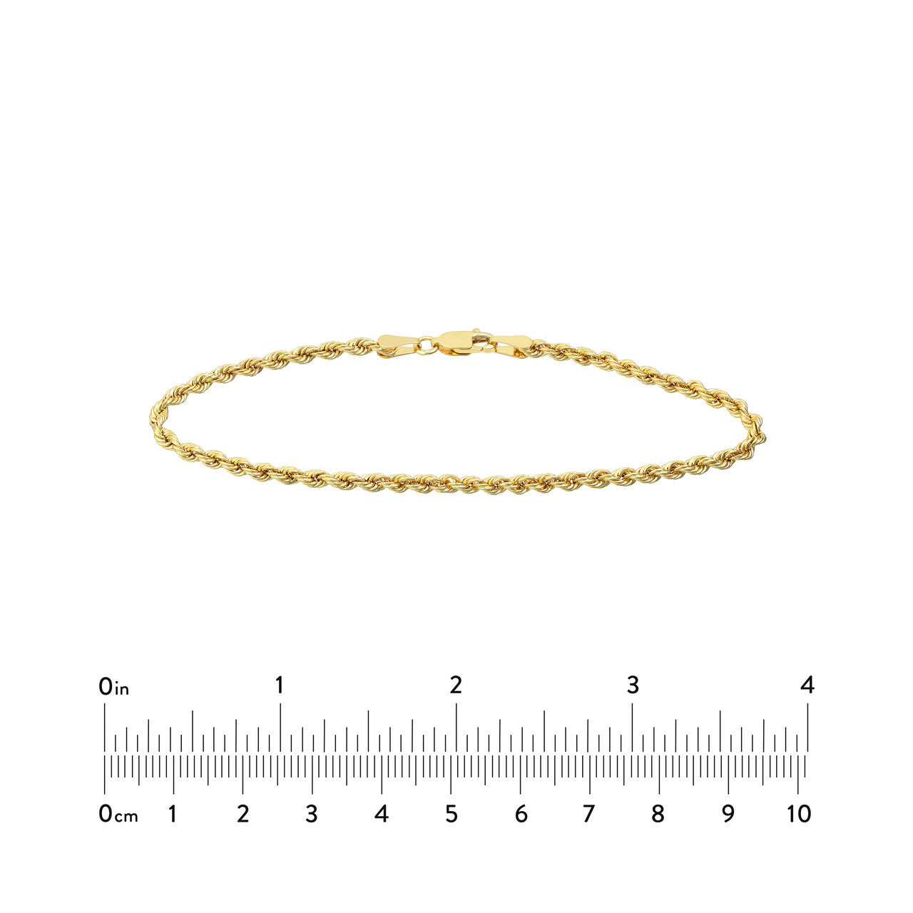 14K Yellow Gold 2.9mm Hollow Rope Chain Bracelet - Queen May