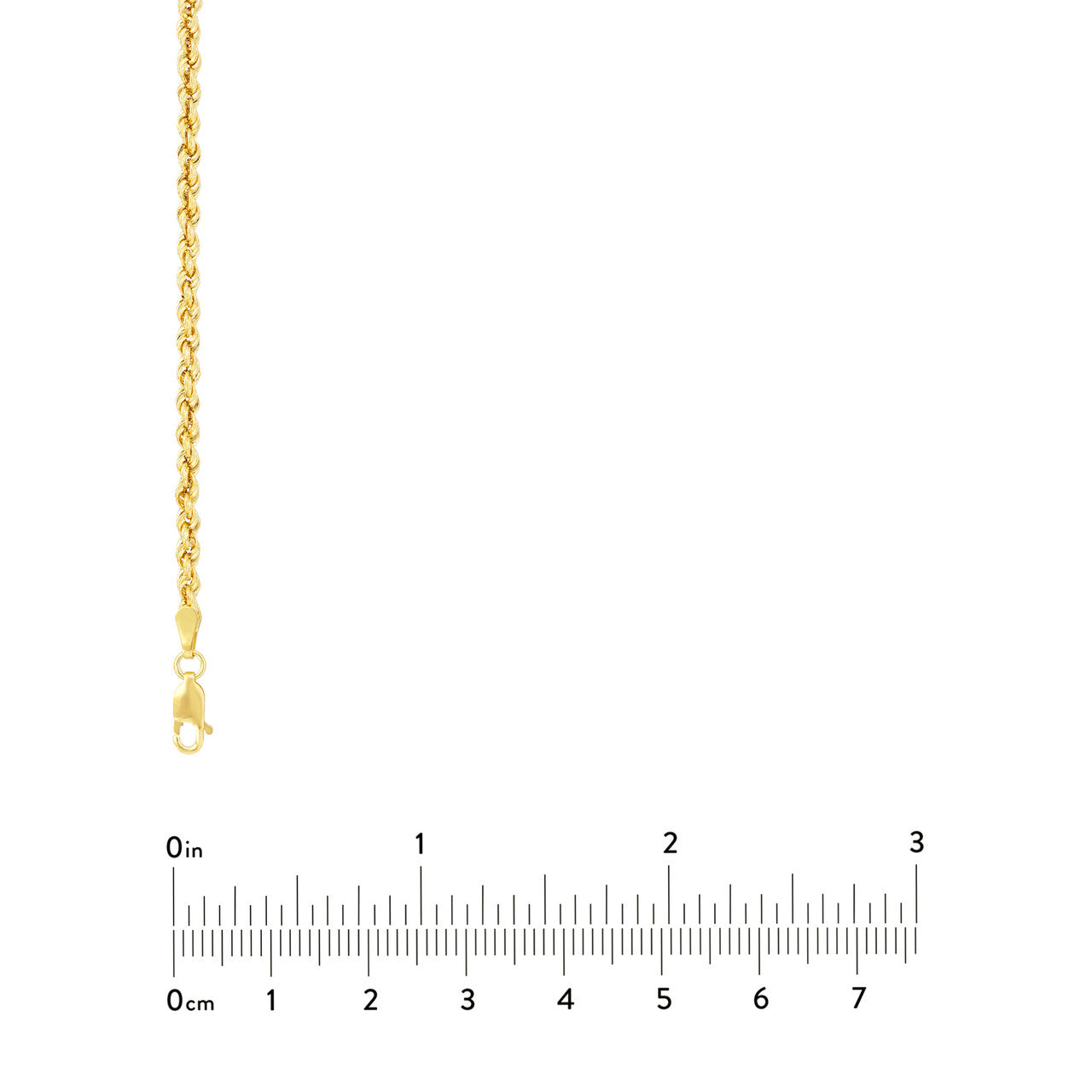 14K Yellow Gold 2.9mm Hollow Rope Chain Necklace - Queen May