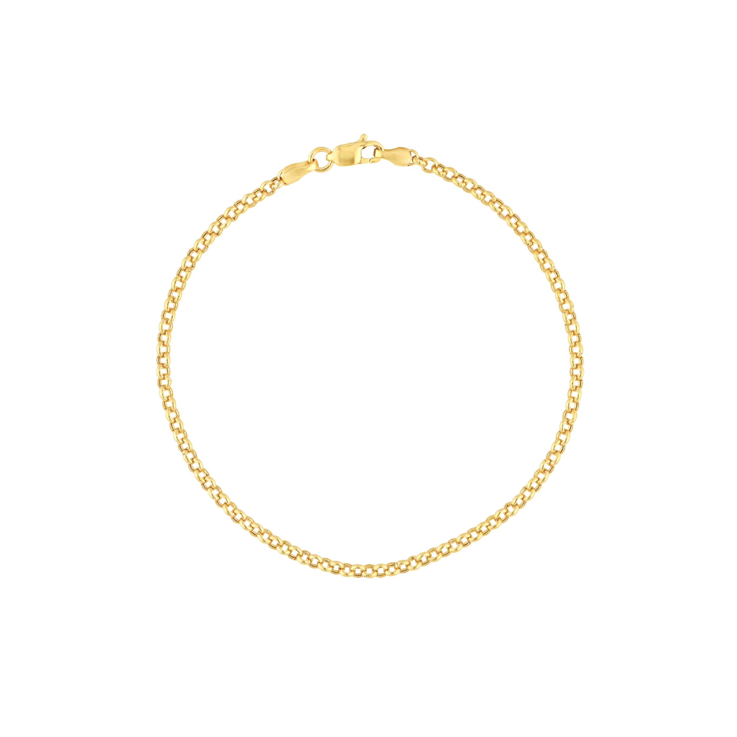 14K Yellow Gold 2.5mm Hollow Rolo Chain Bracelet - Queen May