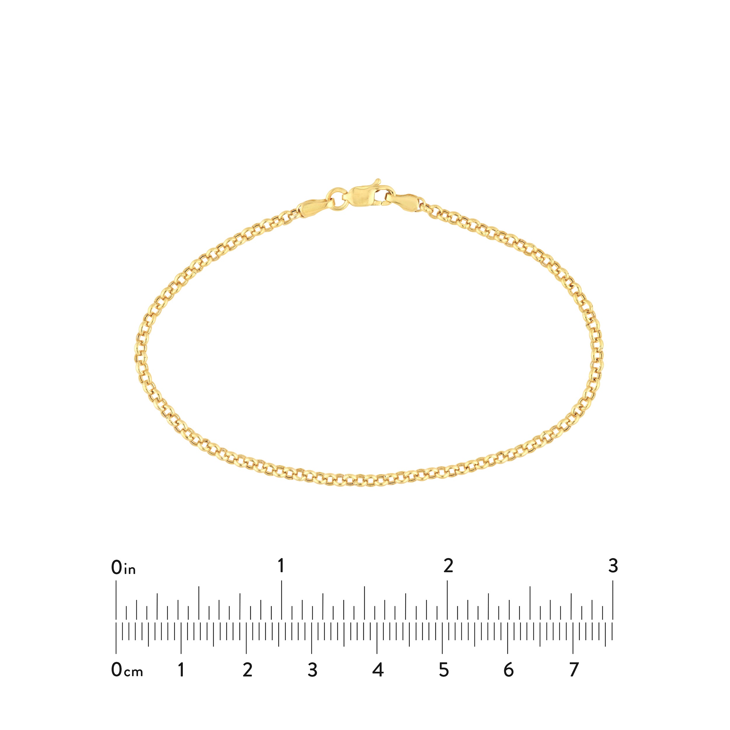14K Yellow Gold 2.5mm Hollow Rolo Chain Bracelet - Queen May