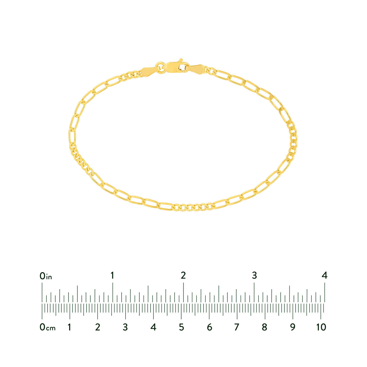 14K Yellow Gold 2.3mm Figaro Chain Bracelet - Queen May
