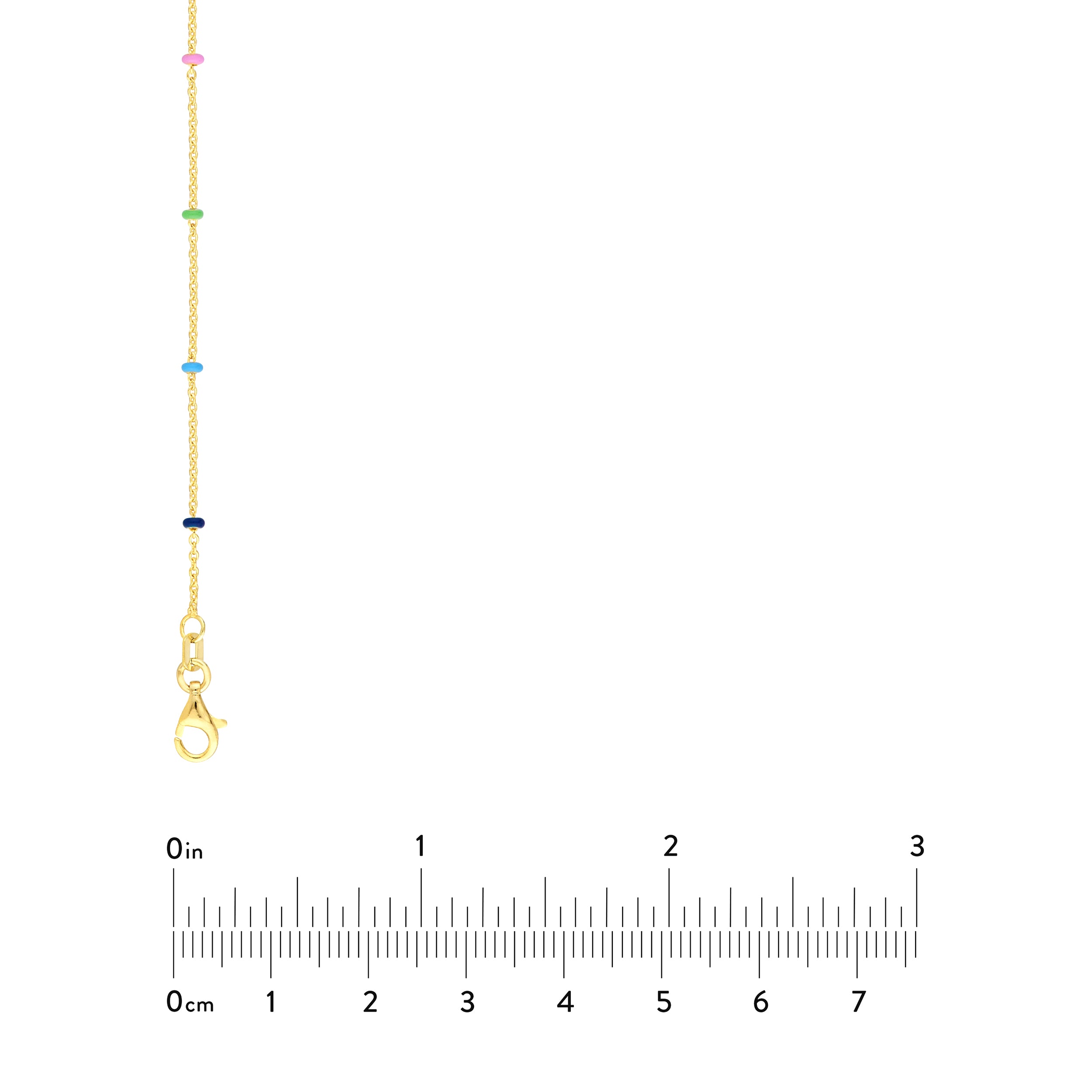 14K Yellow Gold Multicolor Enamel Saturn Chain Necklace - Queen May