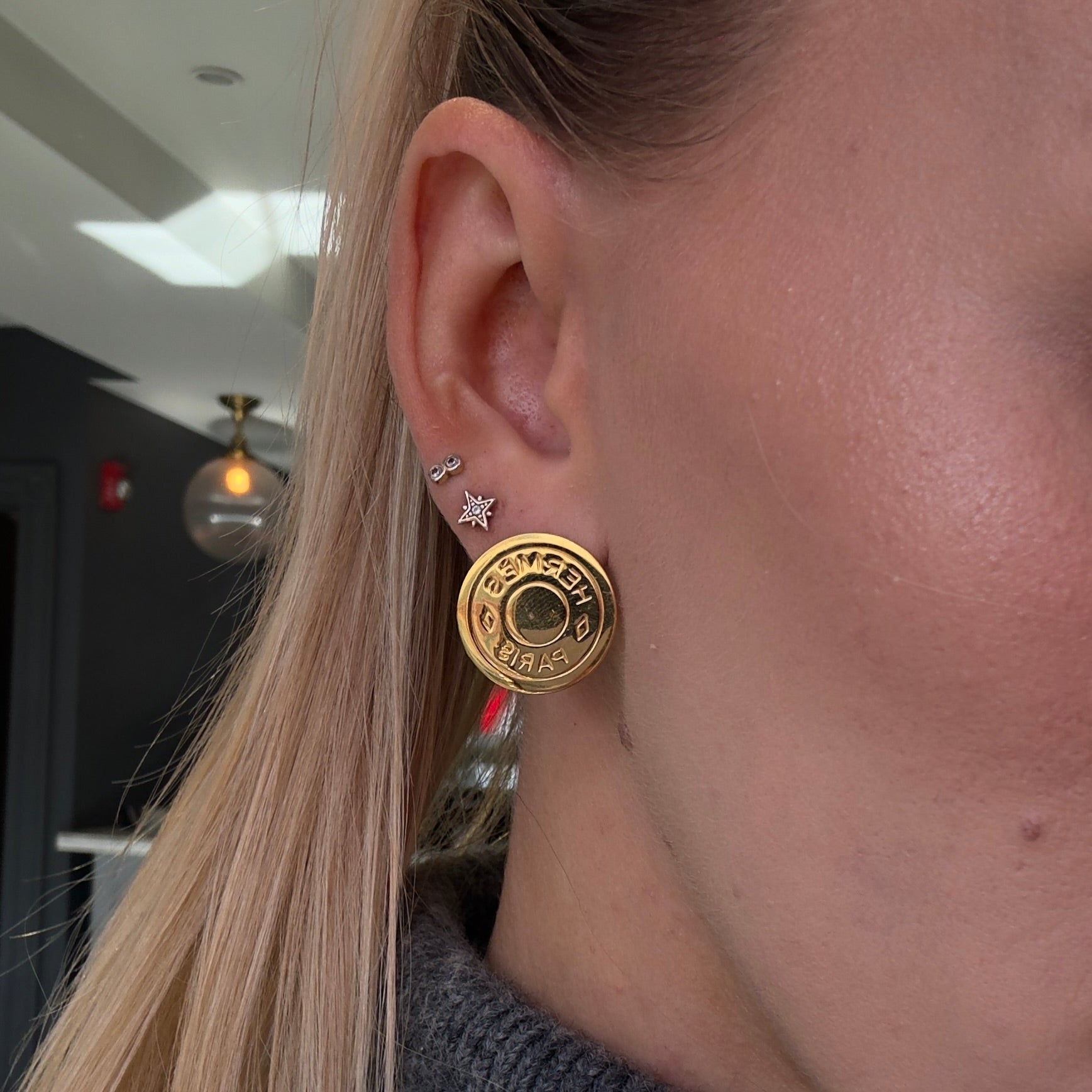 Hermes 2000 Gold Logo Clip On Earrings - Queen May