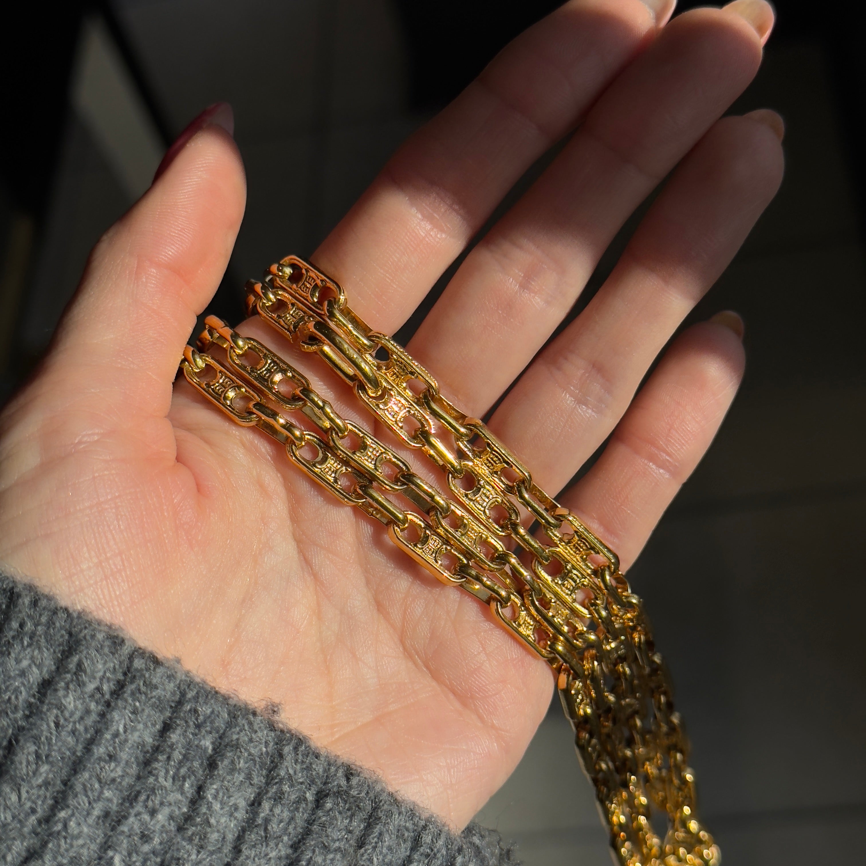 Vintage Celine Maillon Triomphe Necklace Gold Plated - Queen May