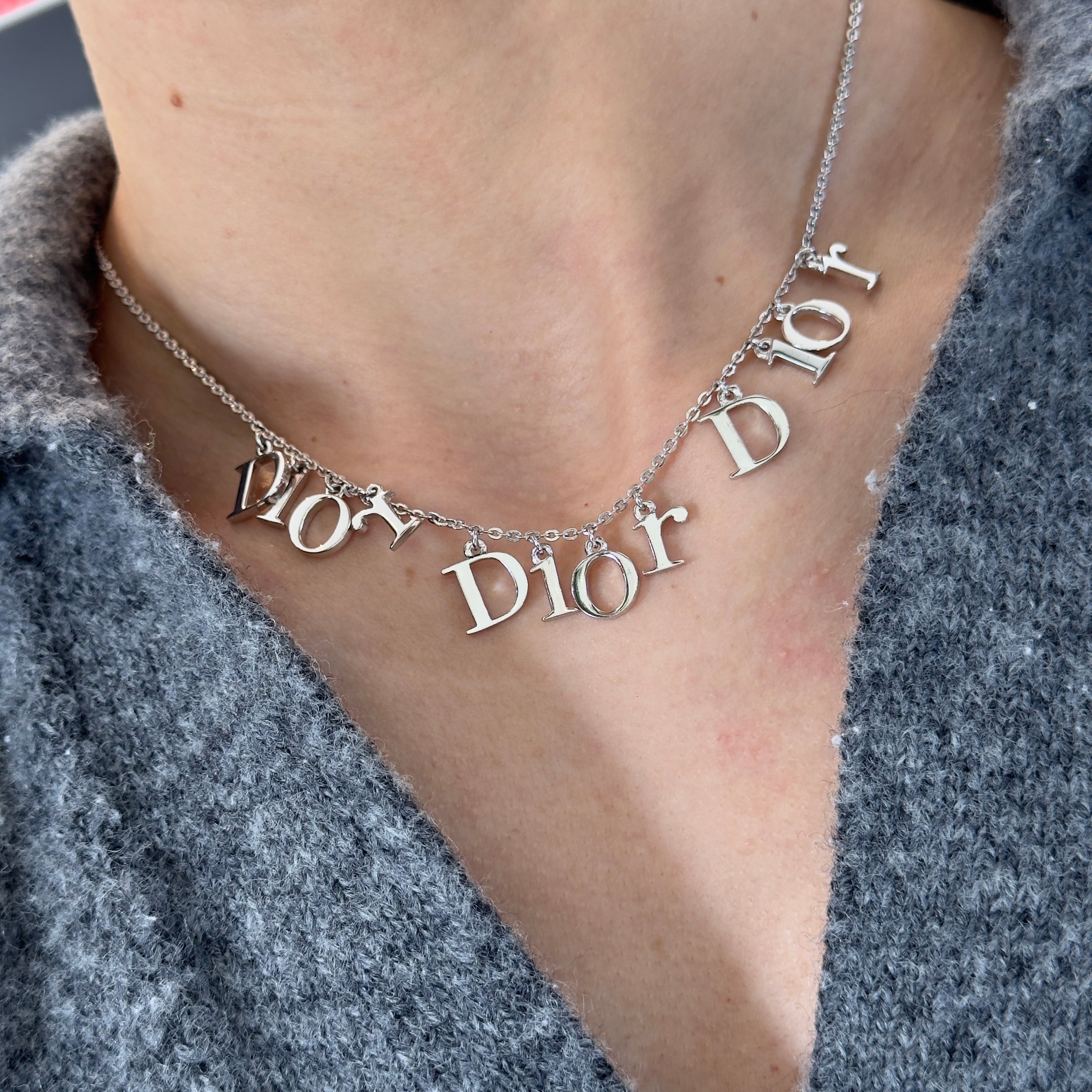 Vintage Dior Triple Logo Charm Necklace - Queen May