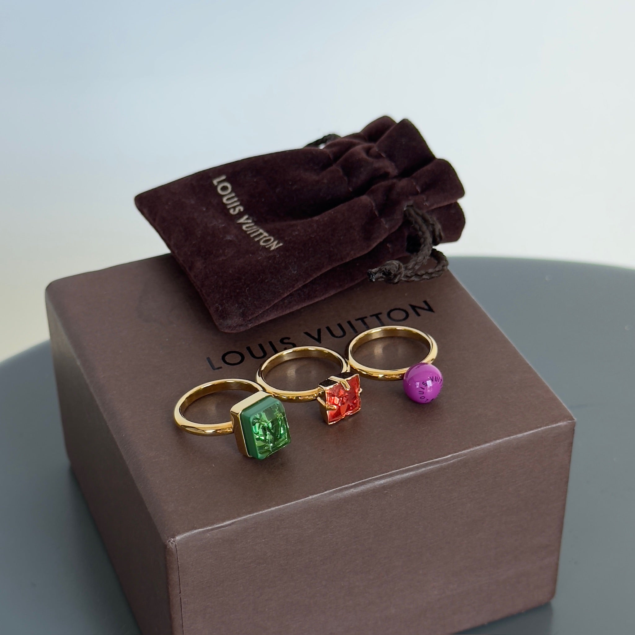 Louis Vuitton Bergwert Cosmopolitan 3 Ring Set With Crystals - Queen May