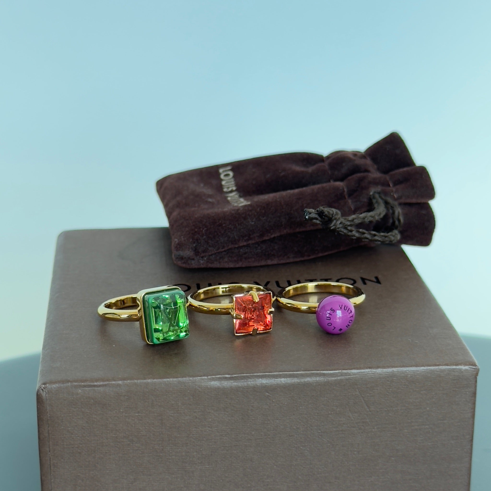 Louis Vuitton Bergwert Cosmopolitan 3 Ring Set With Crystals - Queen May
