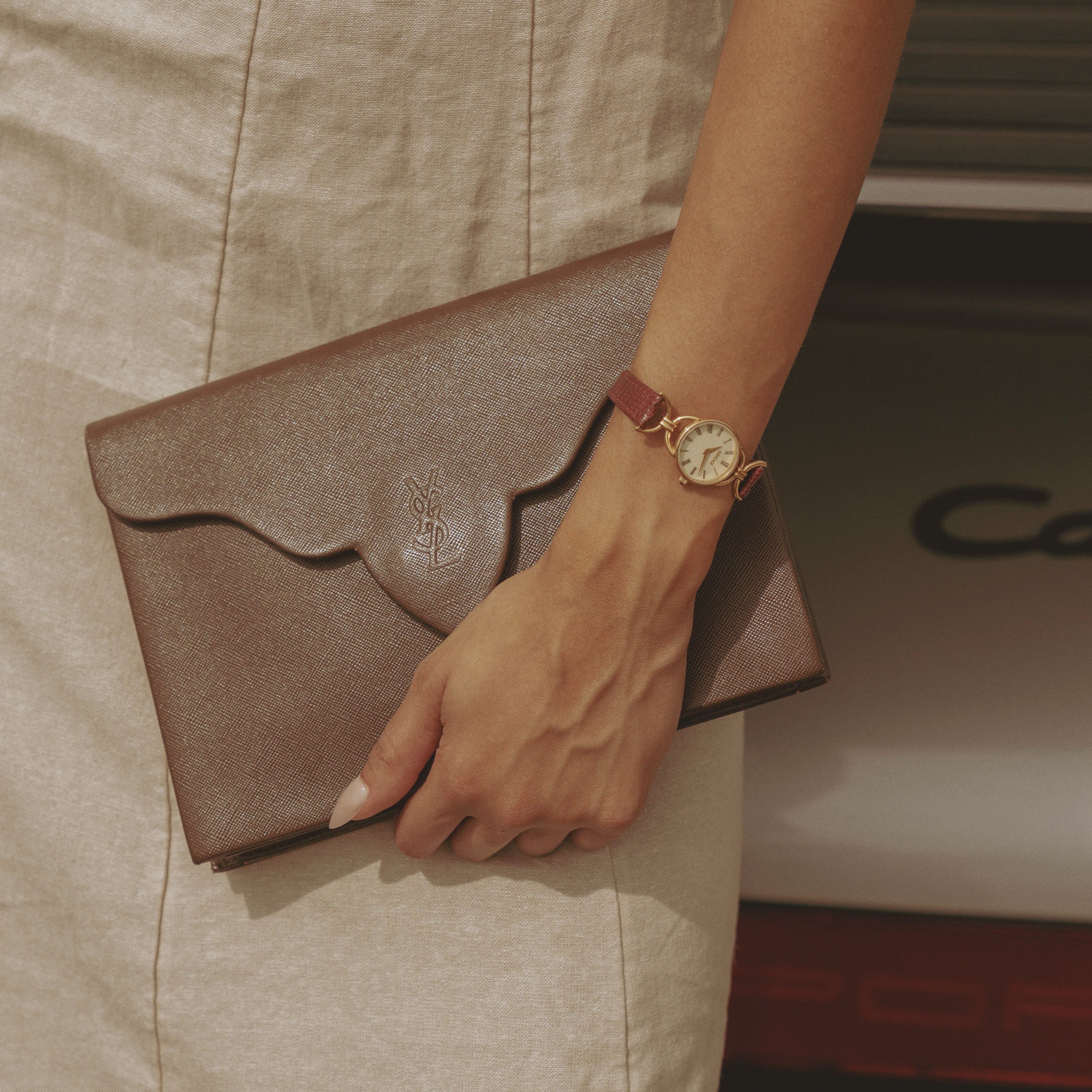 Vintage Yves Saint Laurent Clutch Dark Brown - Queen May