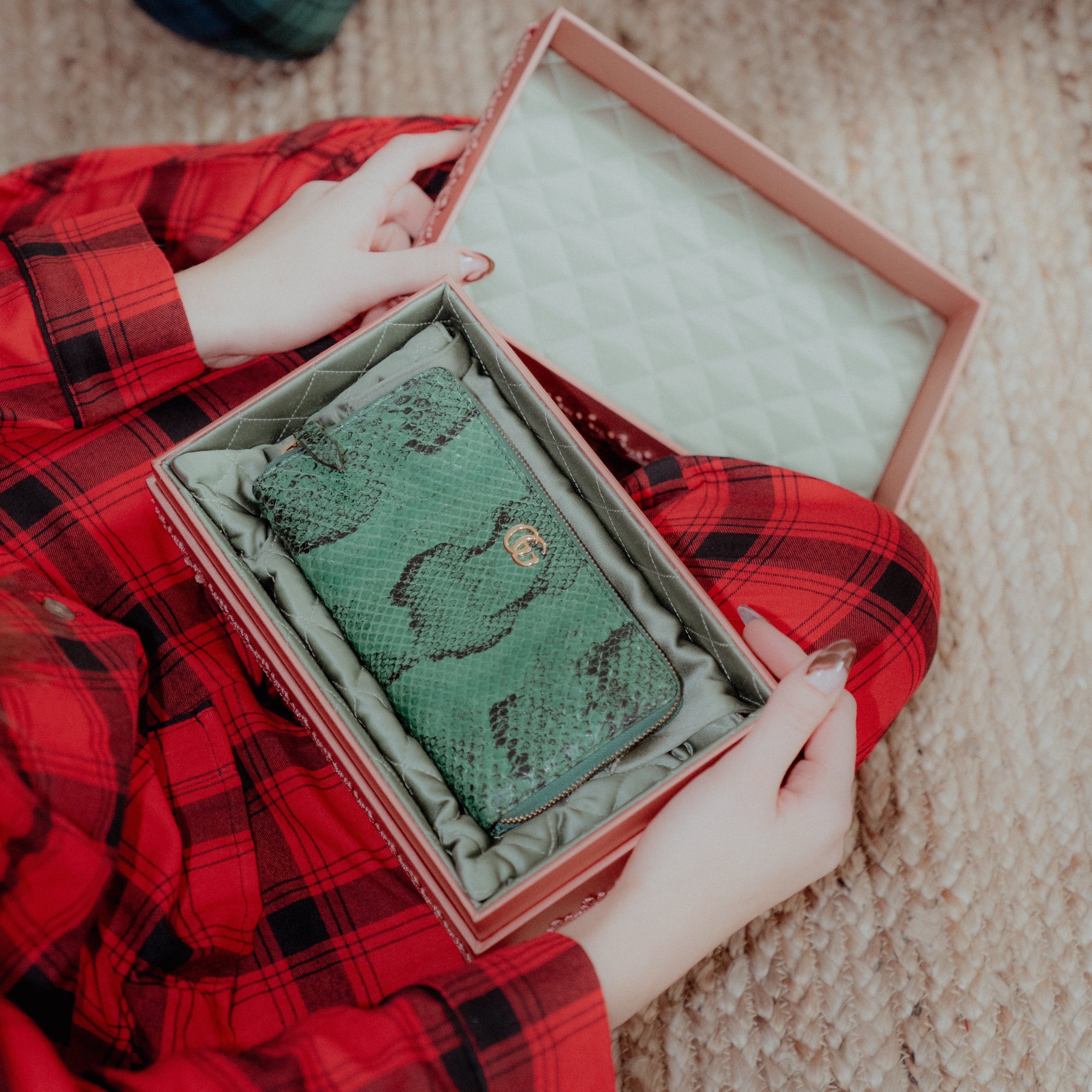 Gucci GG Marmont Green Python Wallet - Queen May