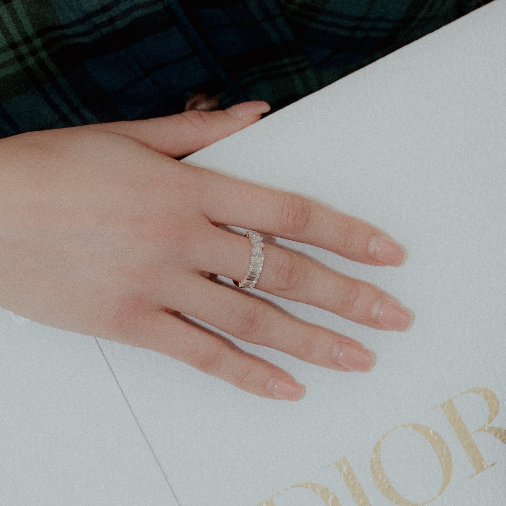 14K Yellow Gold 2.4 Carat Baguette and Pear Cut Diamond Half Band - Queen May