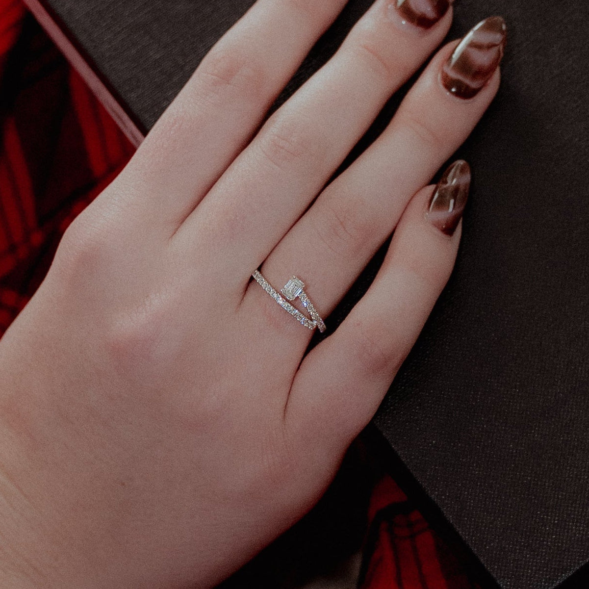 14K Yellow Gold Emerald Diamond Wrap Ring - Queen May