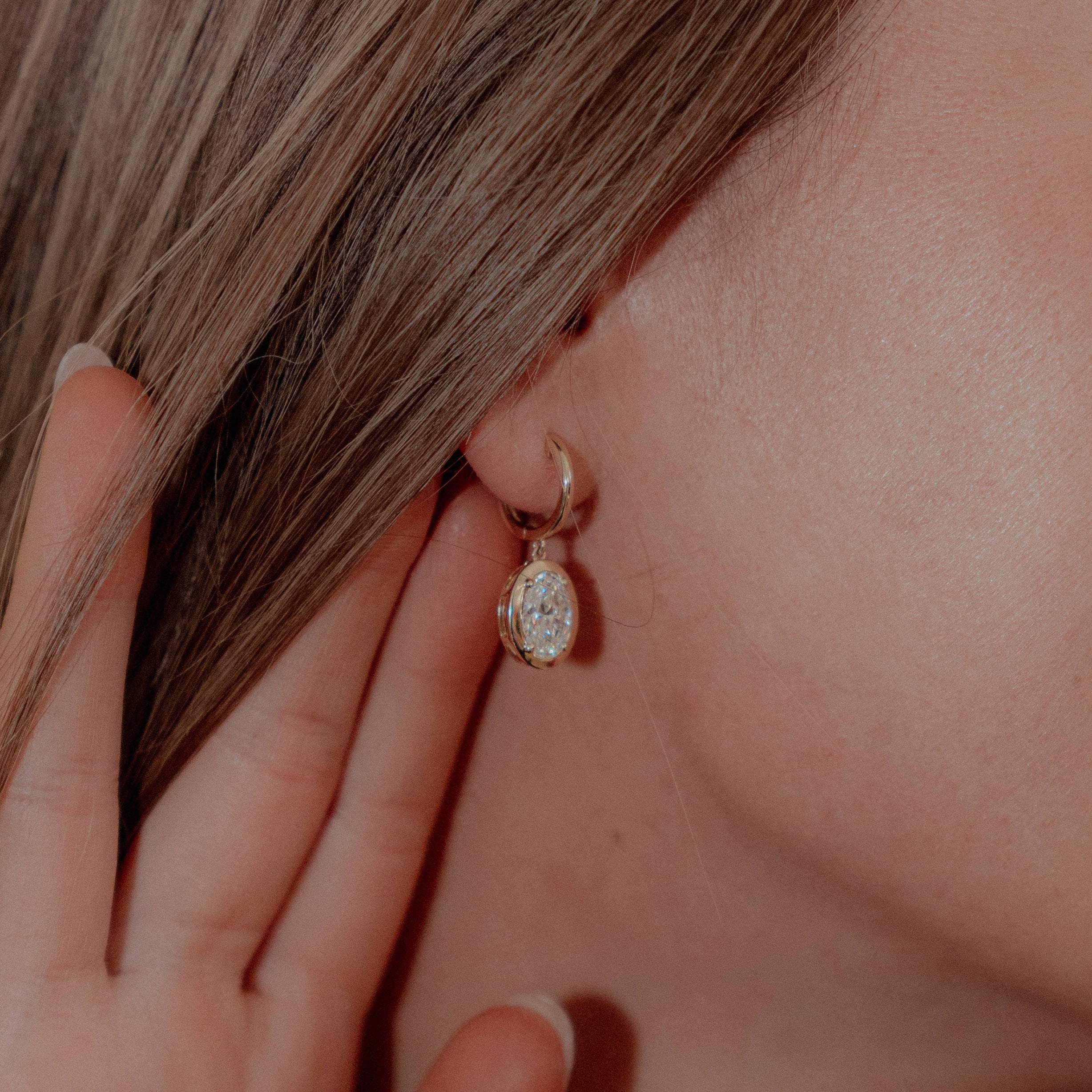 Lab Grown 3 Carat Diamond Oval Drop Earrings