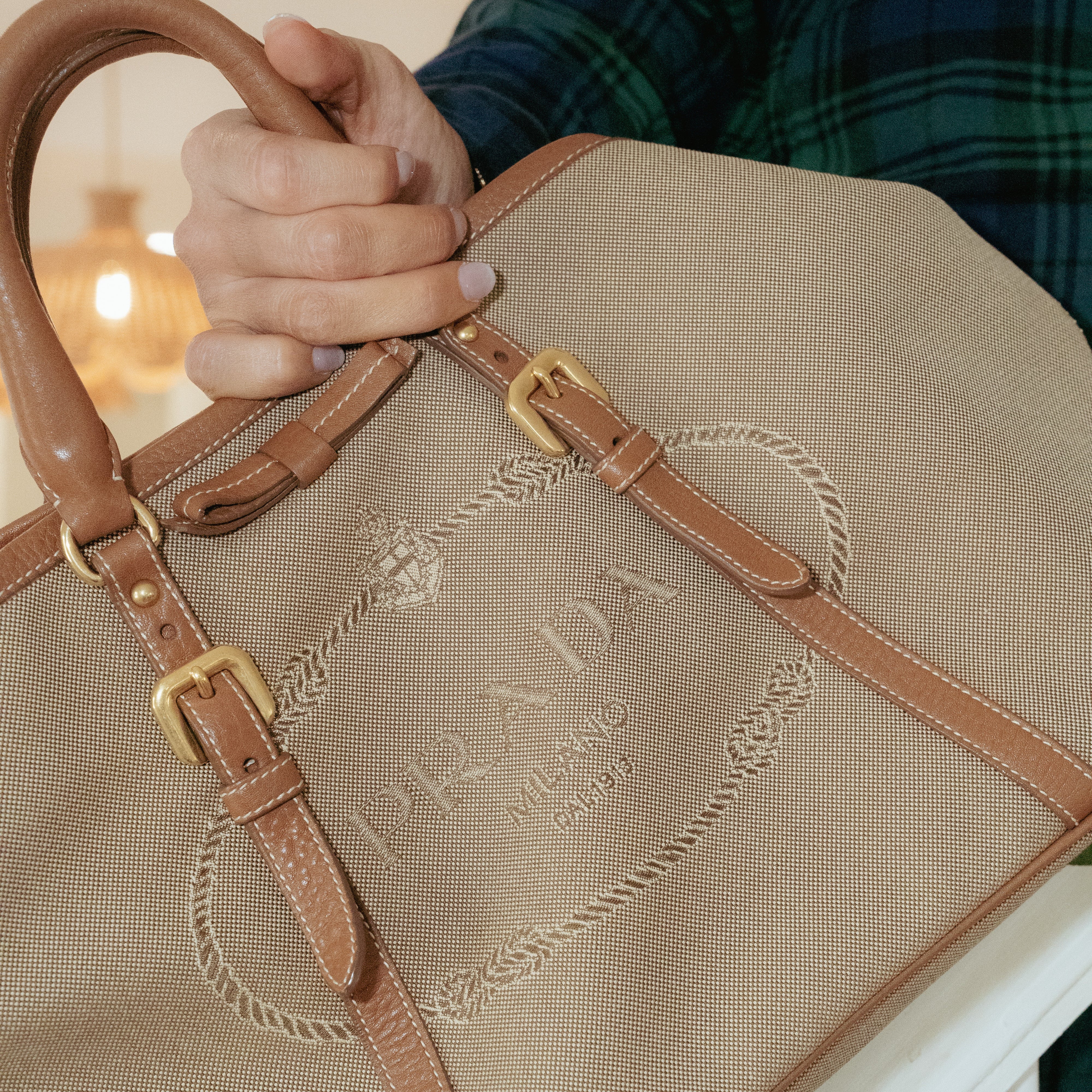 Prada Jacquard Logo Tote Corda Bruciato - Queen May