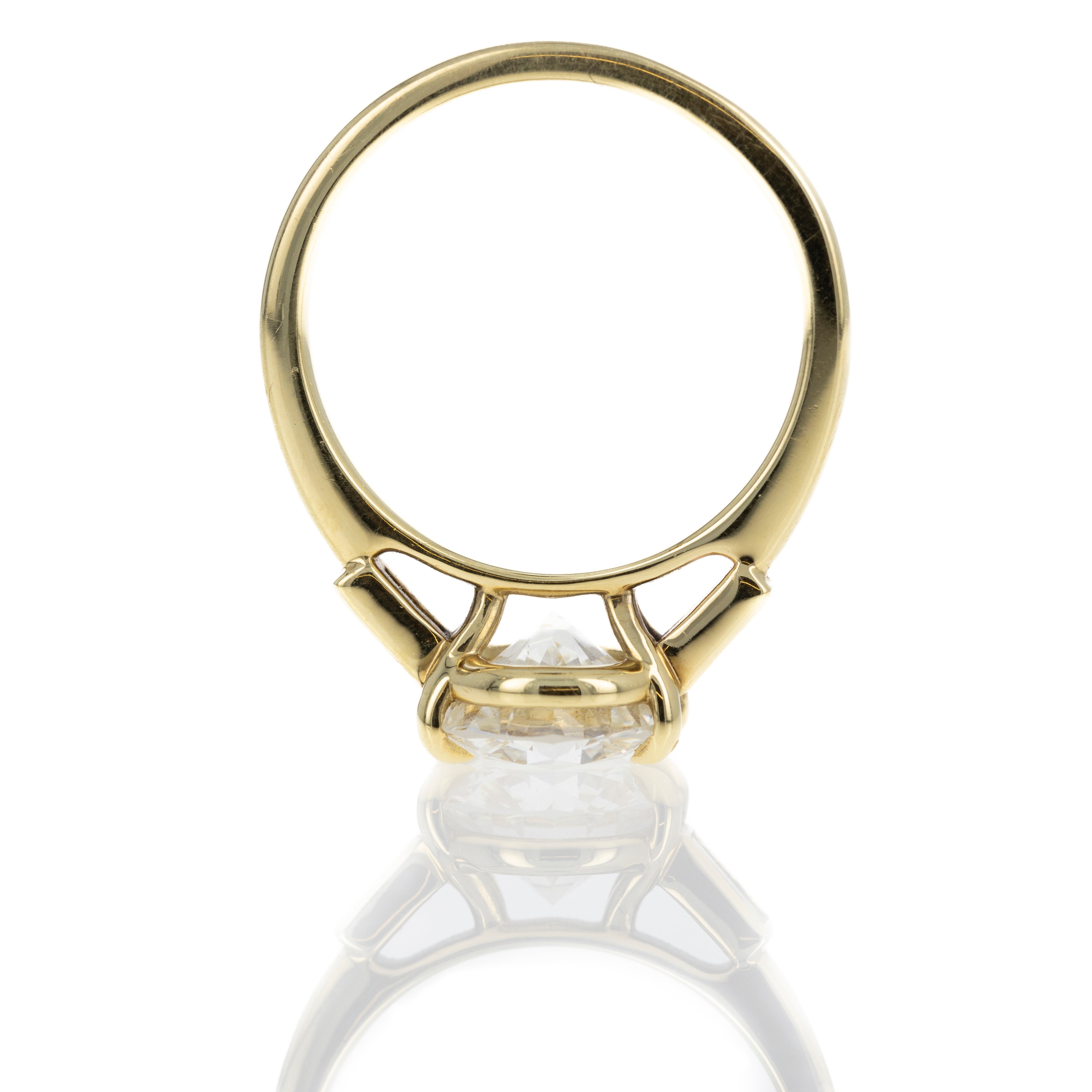 18K Yellow Gold 2.31 Carat Round Brilliant Diamond Three Stone Baguette Engagement Ring - Queen May