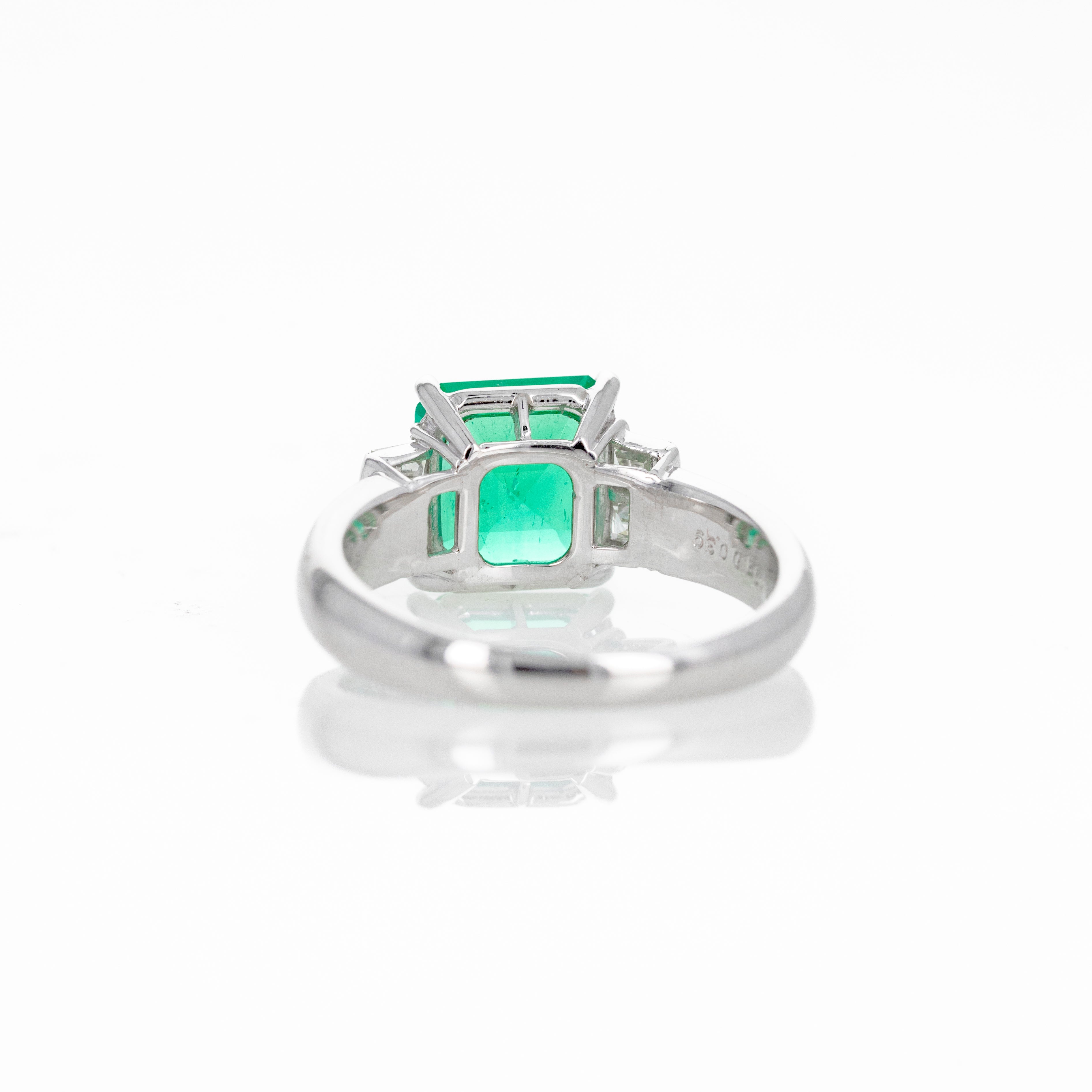 Platinum 1.93 Carat Emerald Asscher Diamond Ring - Queen May