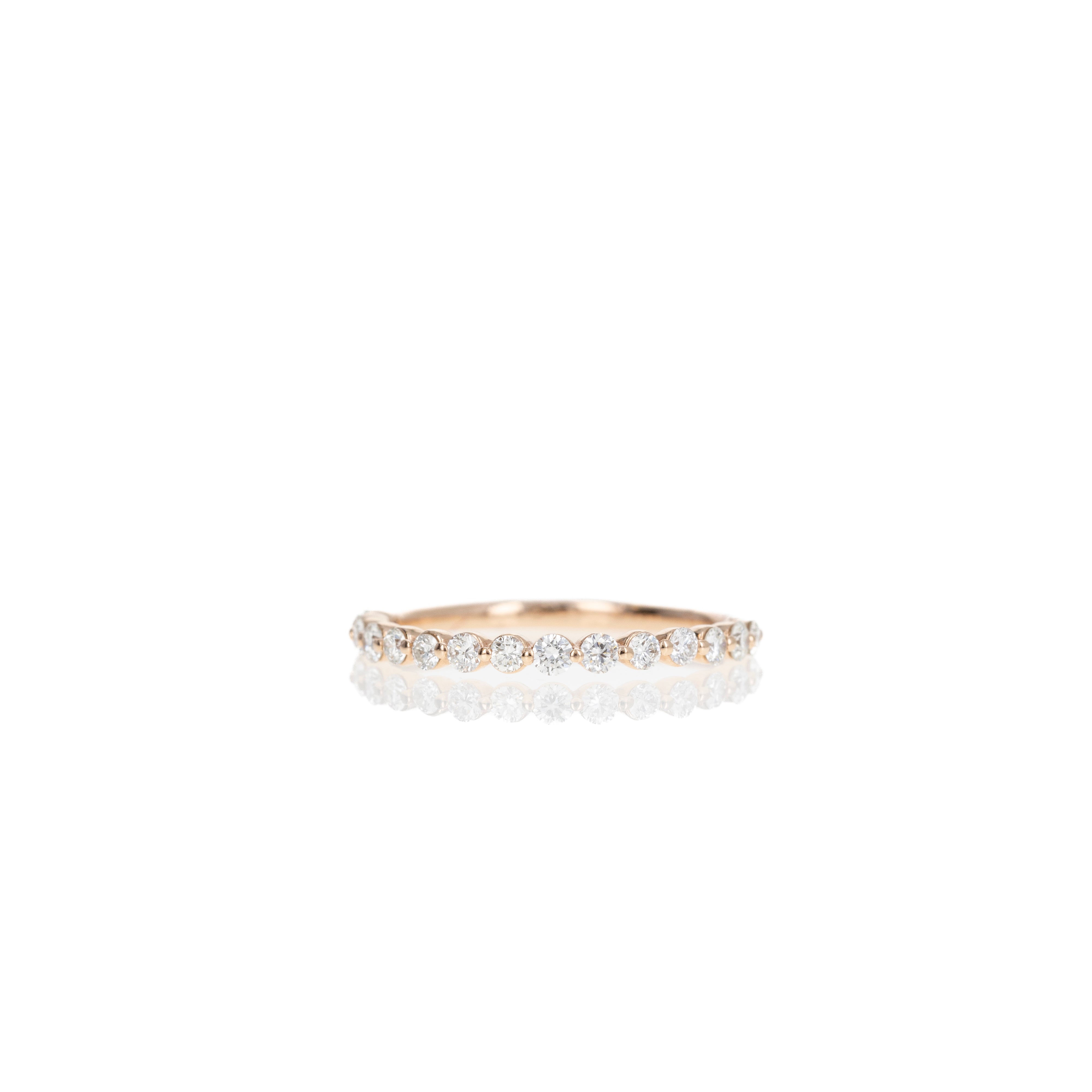 14K Gold or Platinum 0.50 Carat Round Brilliant Diamond Half Eternity Band - Queen May