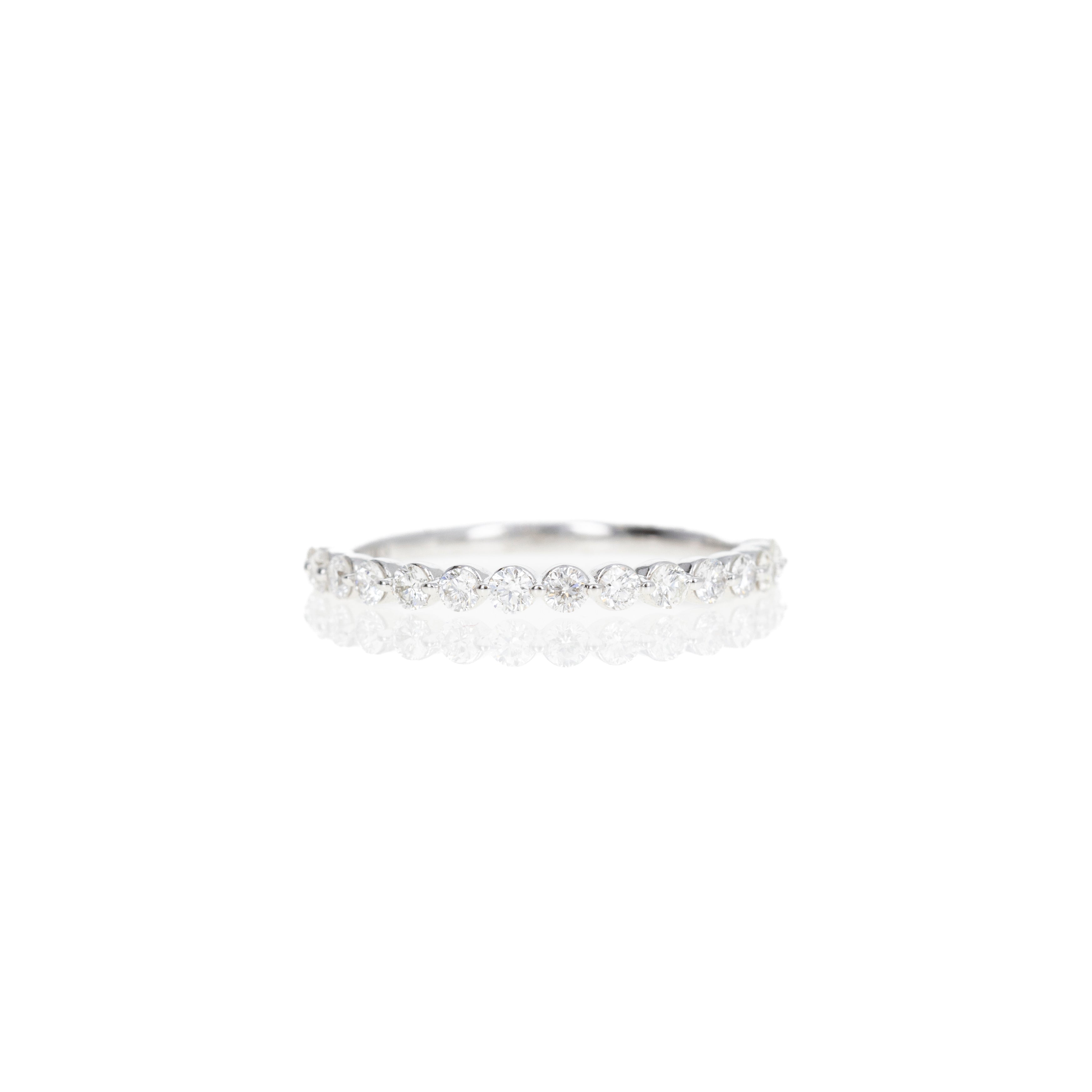 14K Gold or Platinum 0.50 Carat Round Brilliant Diamond Half Eternity Band - Queen May