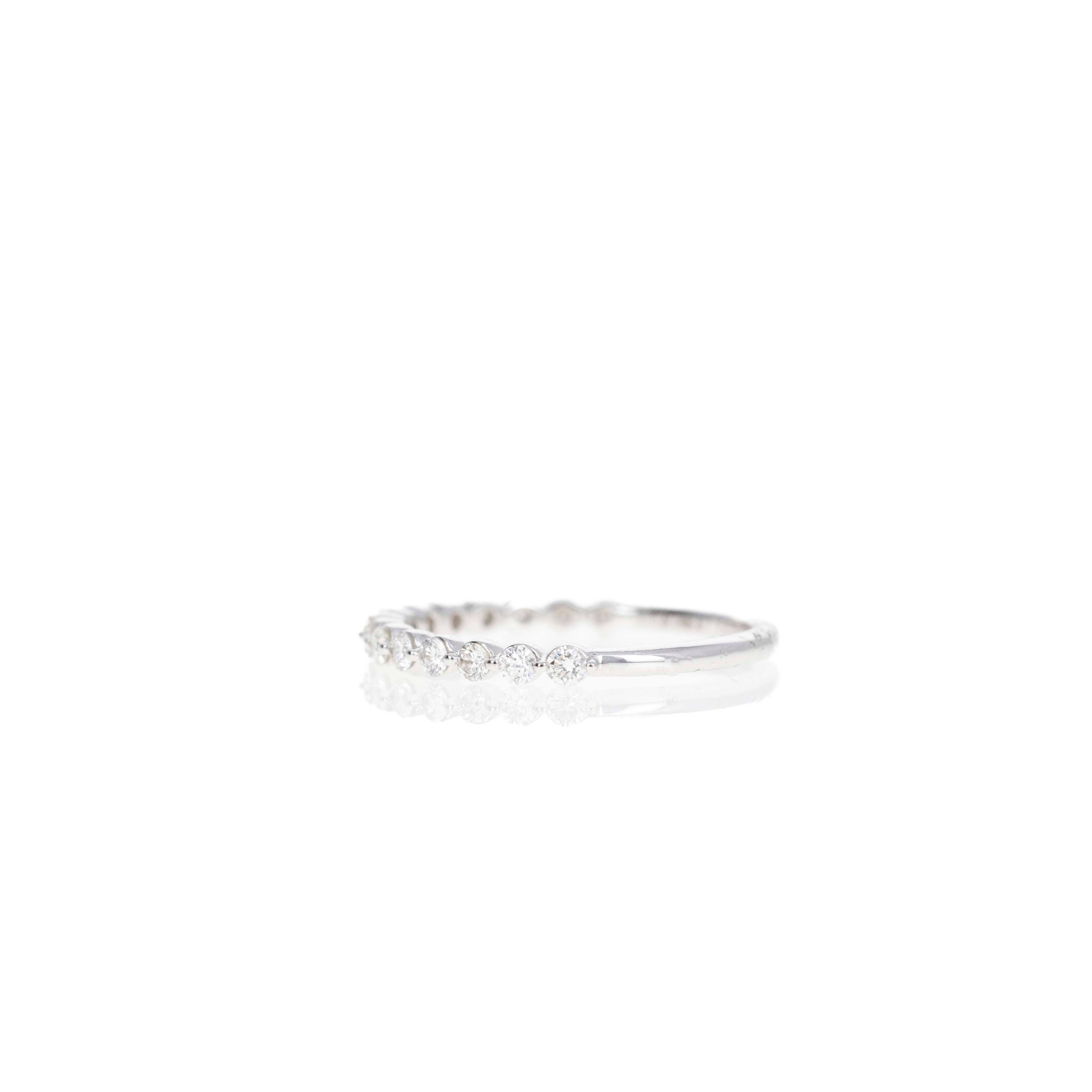 14K Gold or Platinum 0.50 Carat Round Brilliant Diamond Half Eternity Band - Queen May