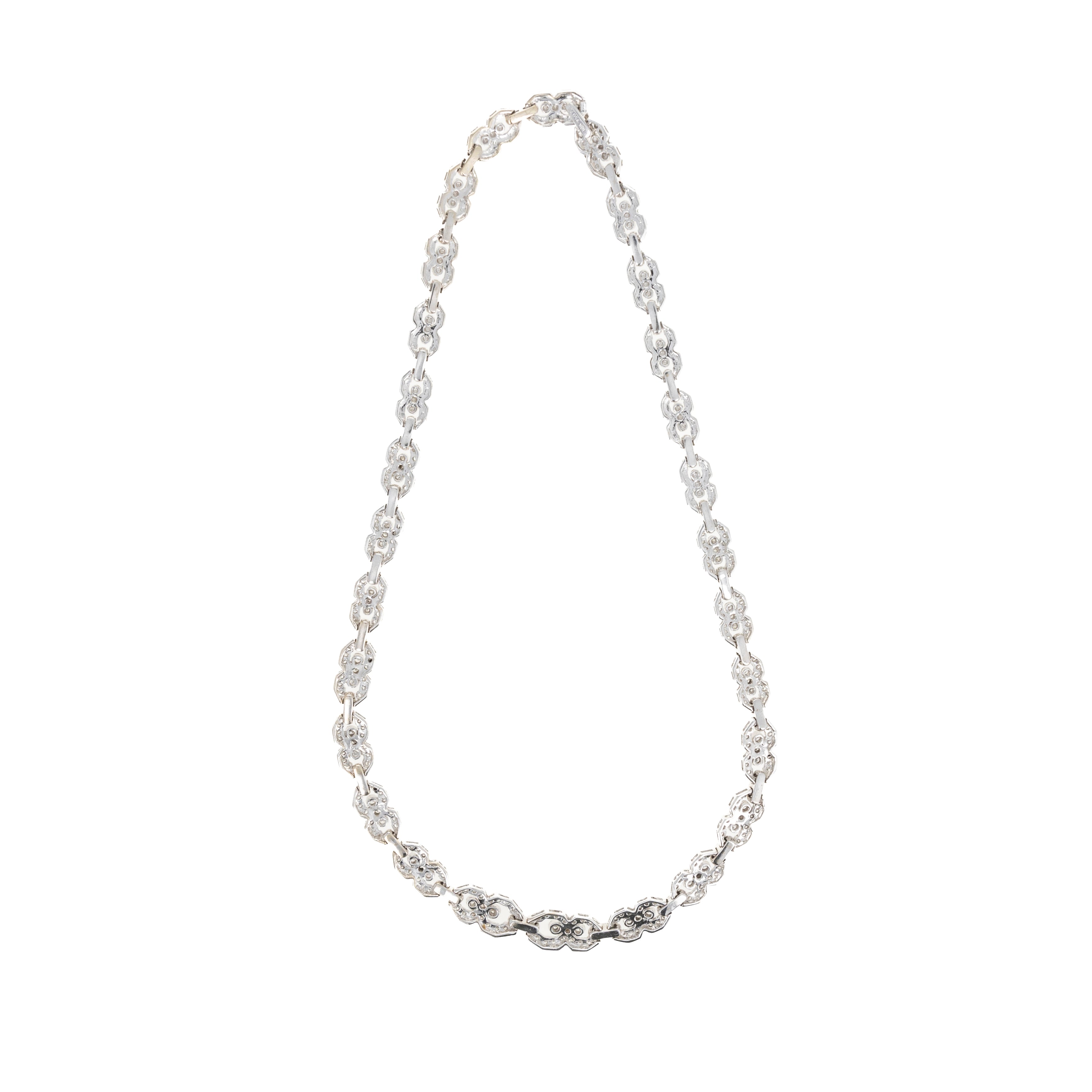 18K White Gold 3 Carat Diamond Milgrain Link Necklace - Queen May