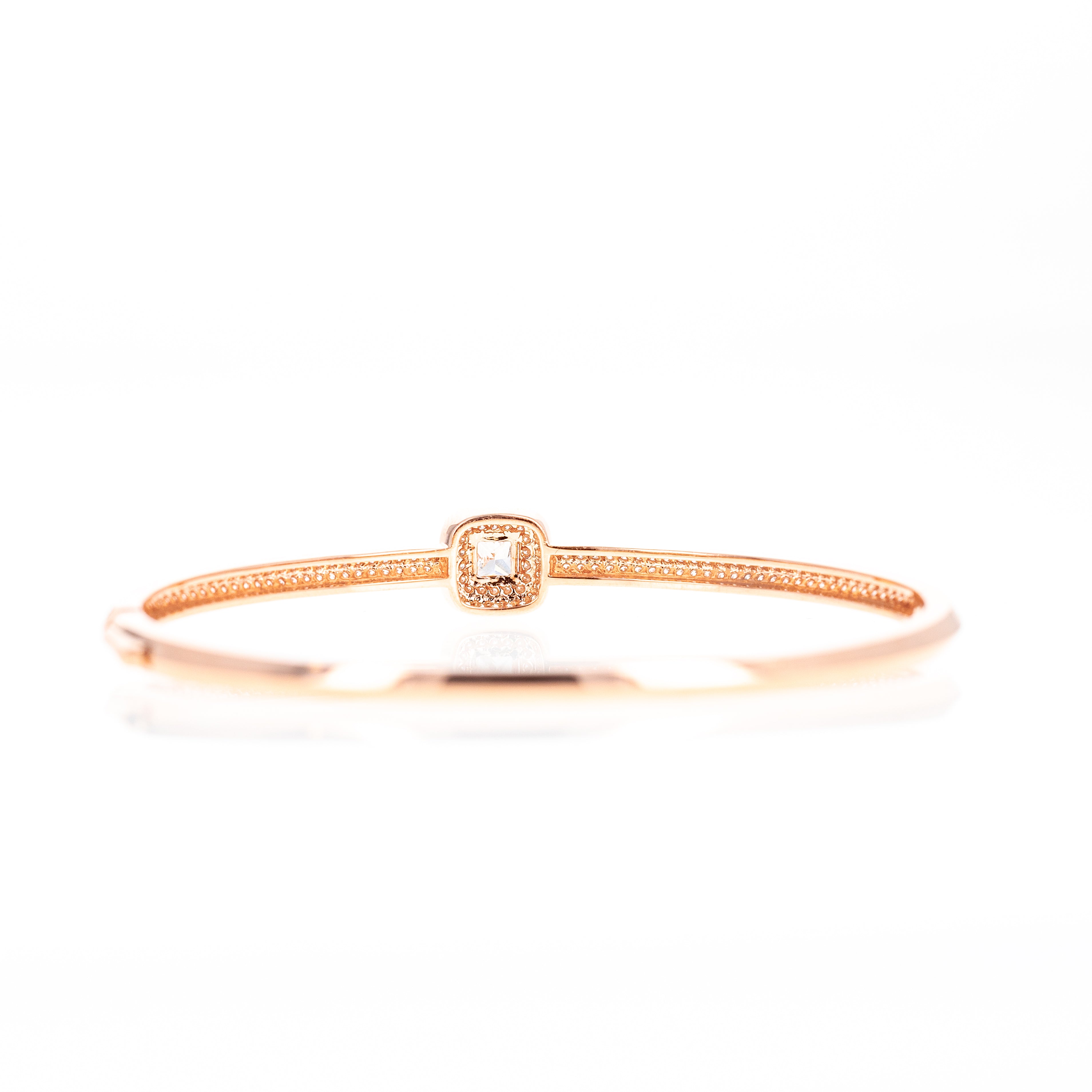 18K Rose Gold 0.62 Carat Diamond Princess Pave Bangle - Queen May