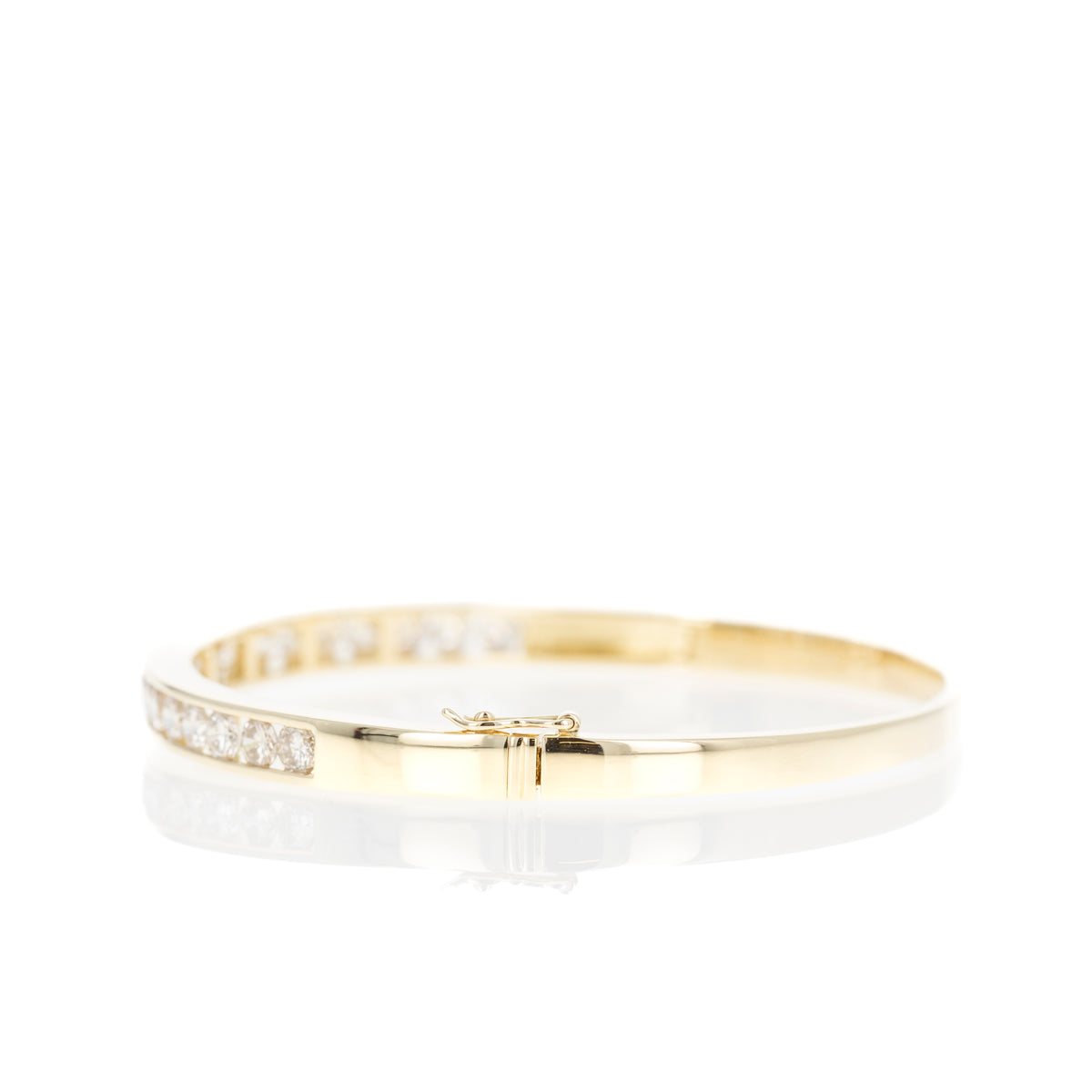 18K Yellow Gold 3.33 Carat Diamond Channel Set Bangle - Queen May