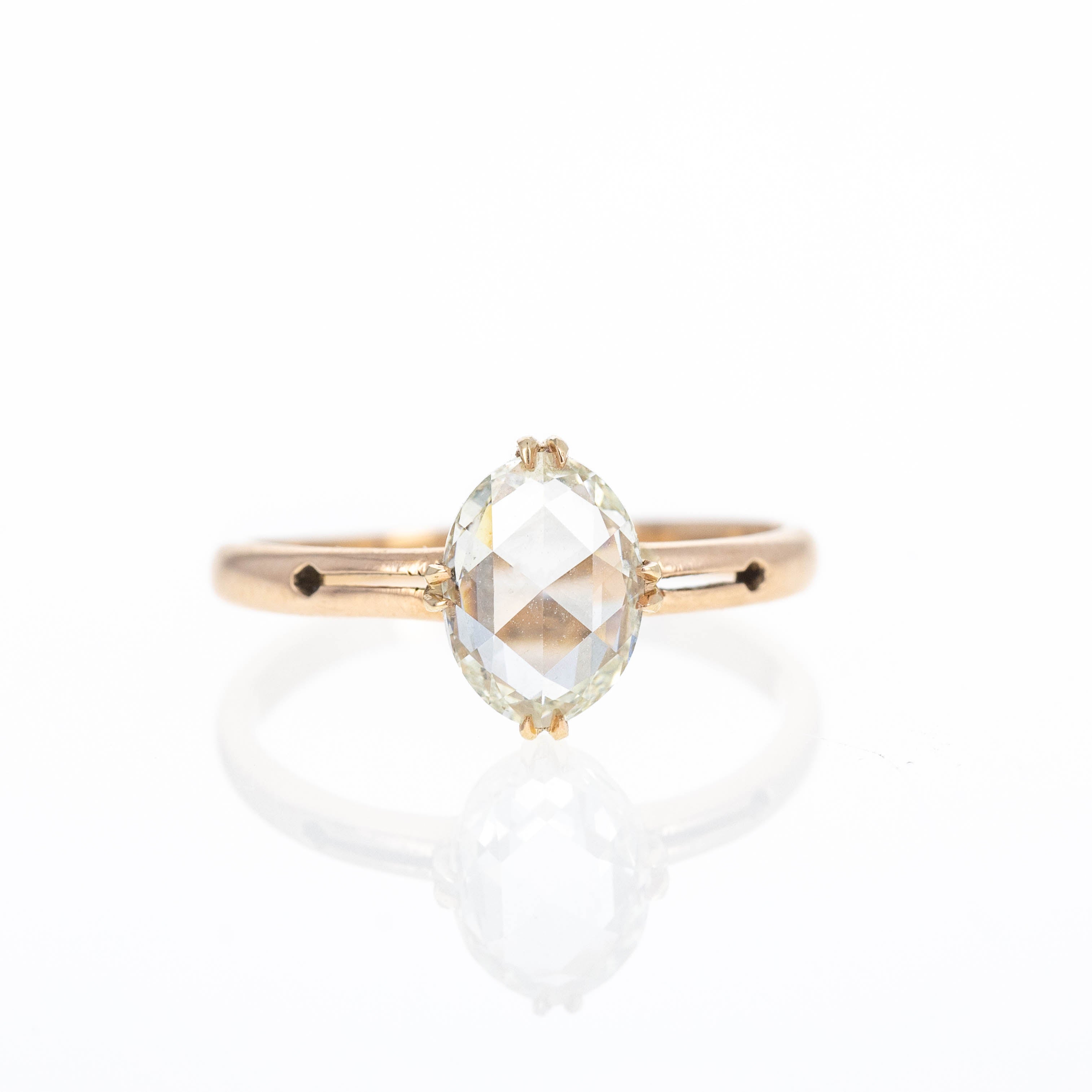 Victorian 14K Rose Gold 1.02 Carat Rose Cut Engagement Ring - Queen May