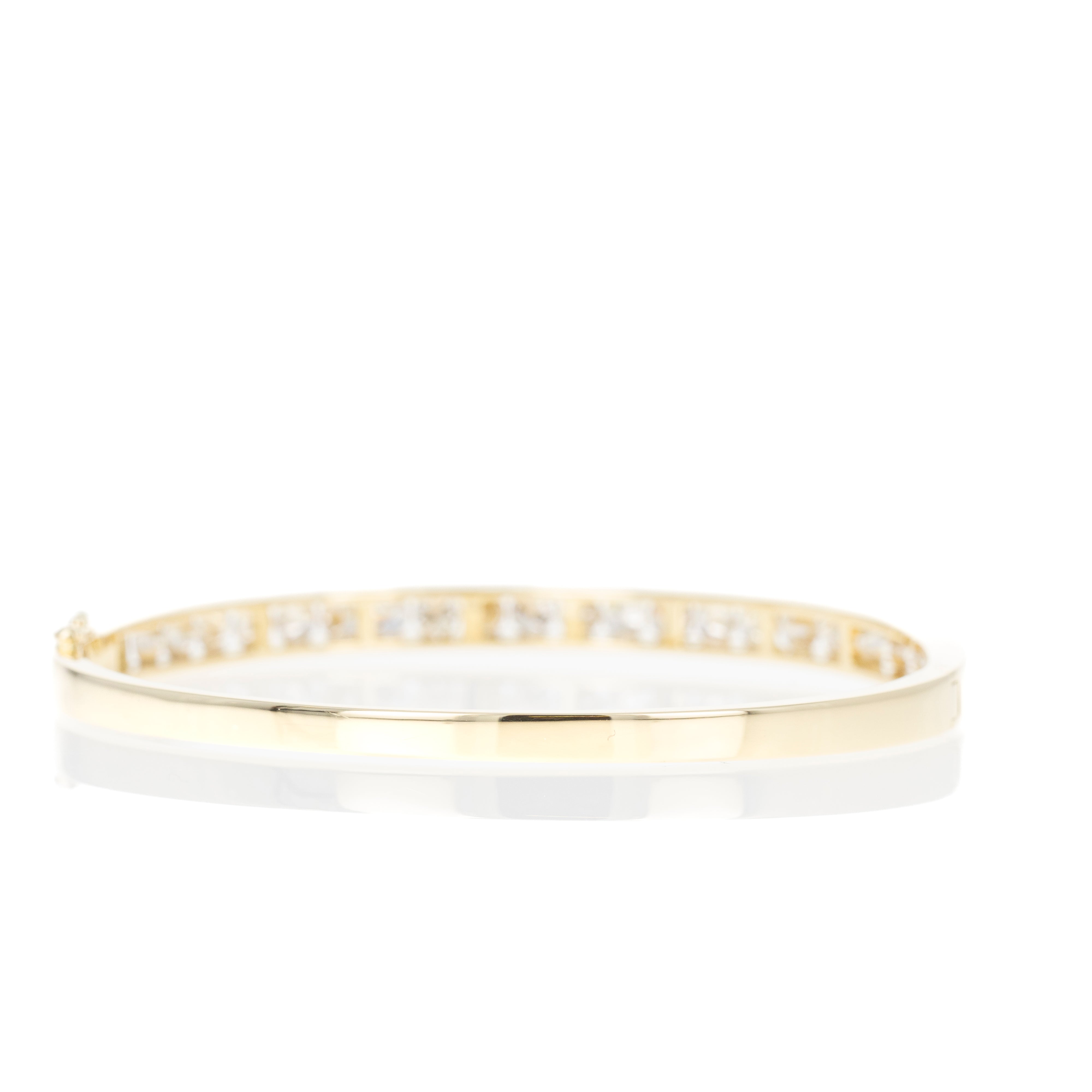 18K Yellow Gold 3.33 Carat Diamond Channel Set Bangle - Queen May