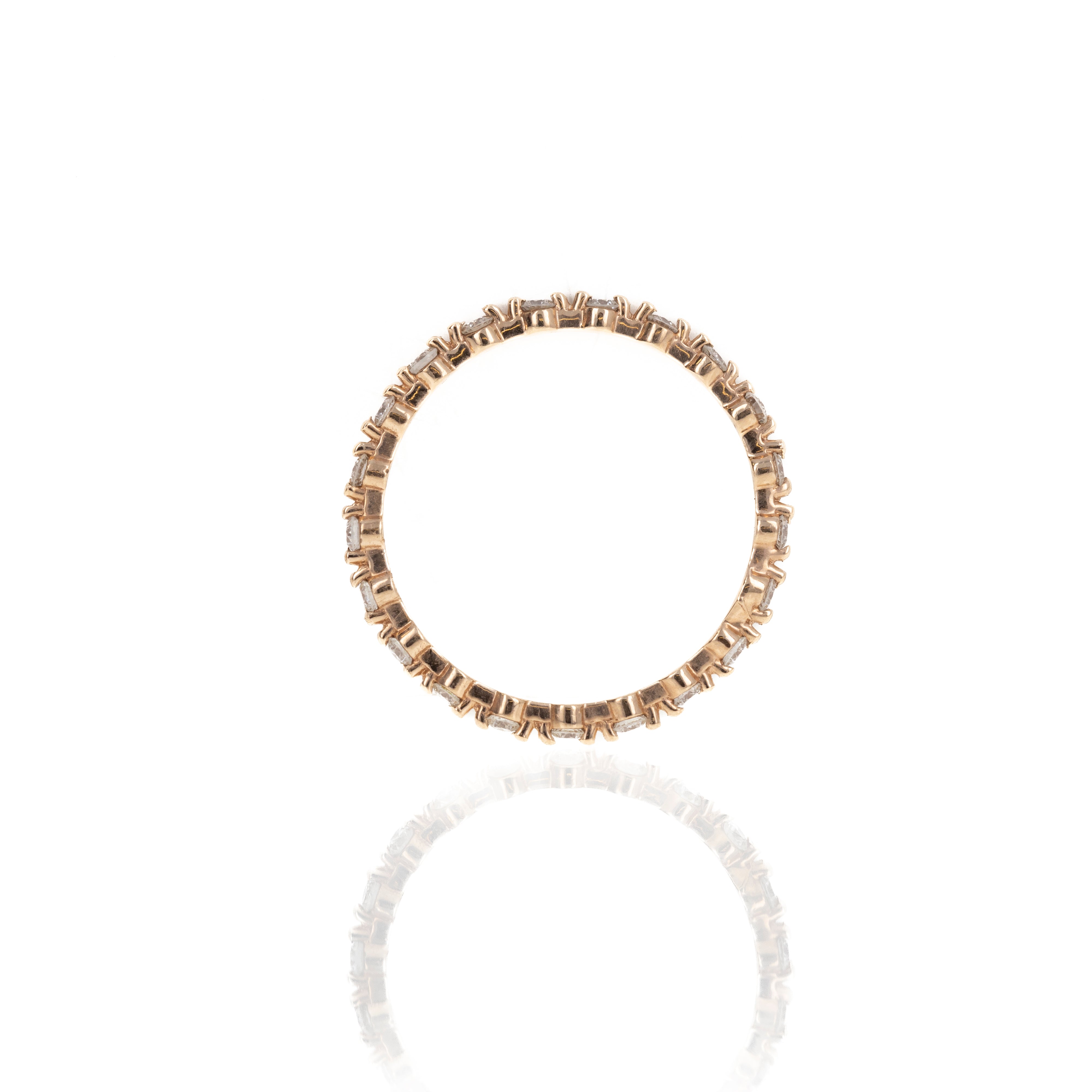 14K Gold 0.35 Carat Round Diamond Stackable Eternity Bands - Queen May