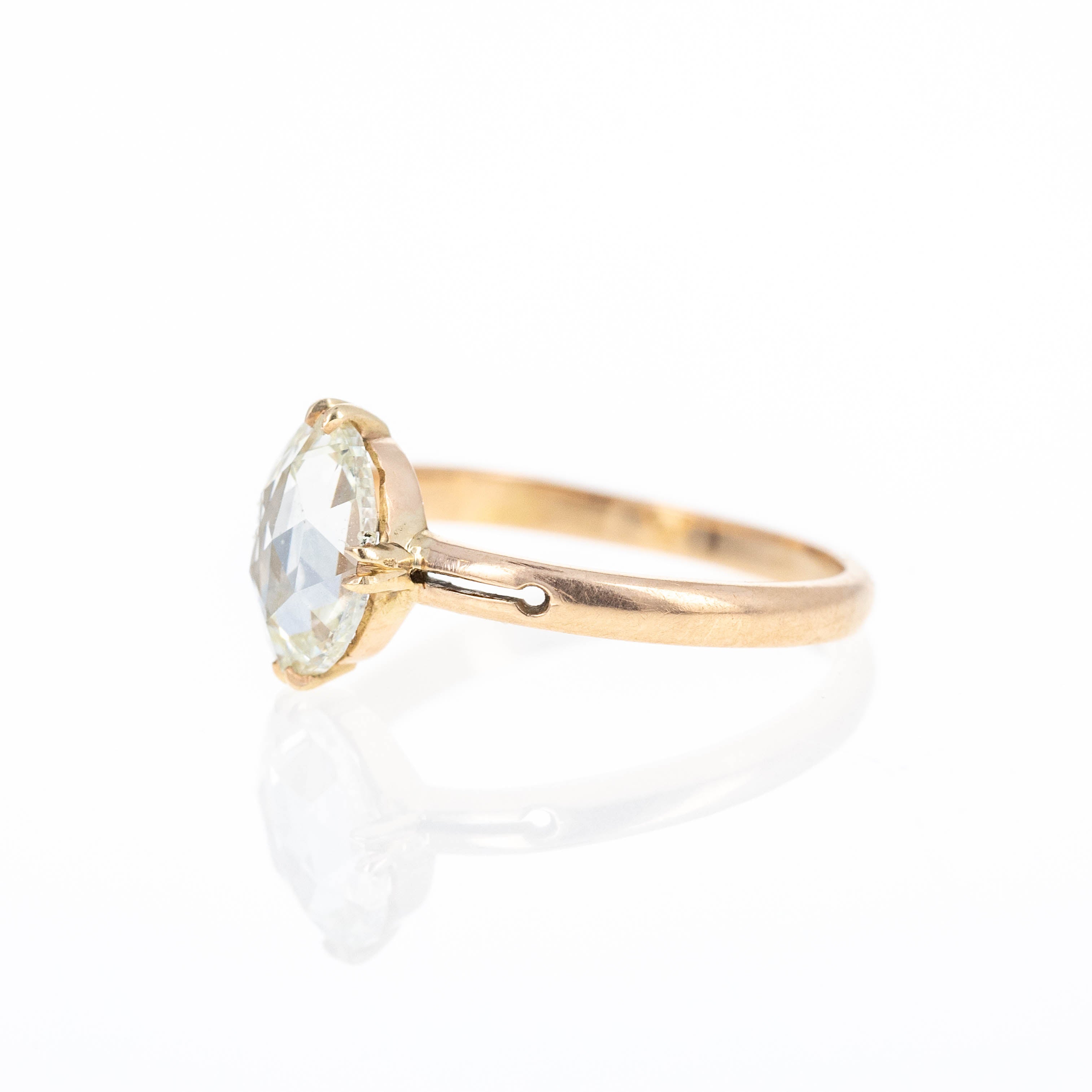 Victorian 14K Rose Gold 1.02 Carat Rose Cut Engagement Ring - Queen May