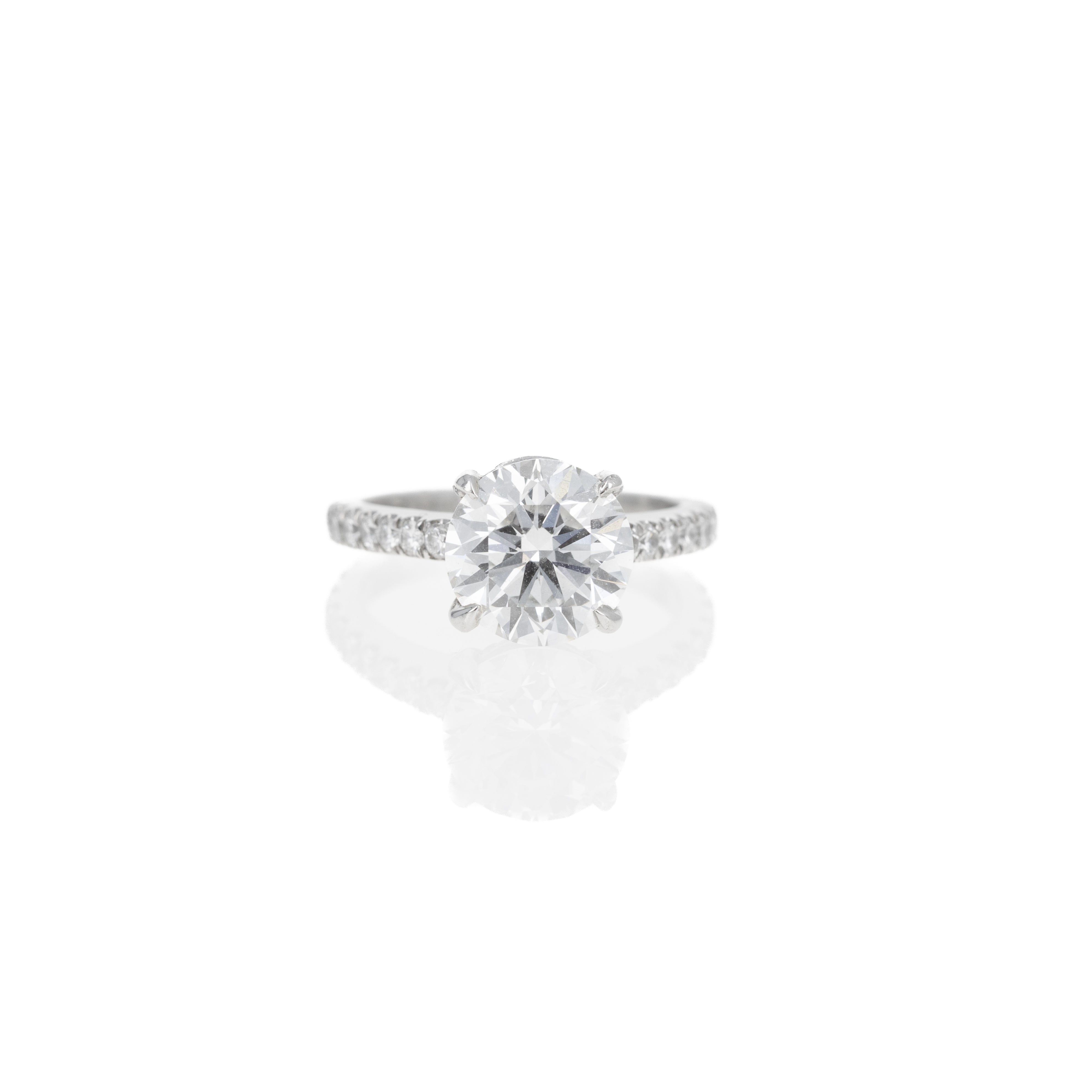 Platinum 3.24 Carat Round Brilliant Diamond Hidden Halo Engagement Ring - Queen May
