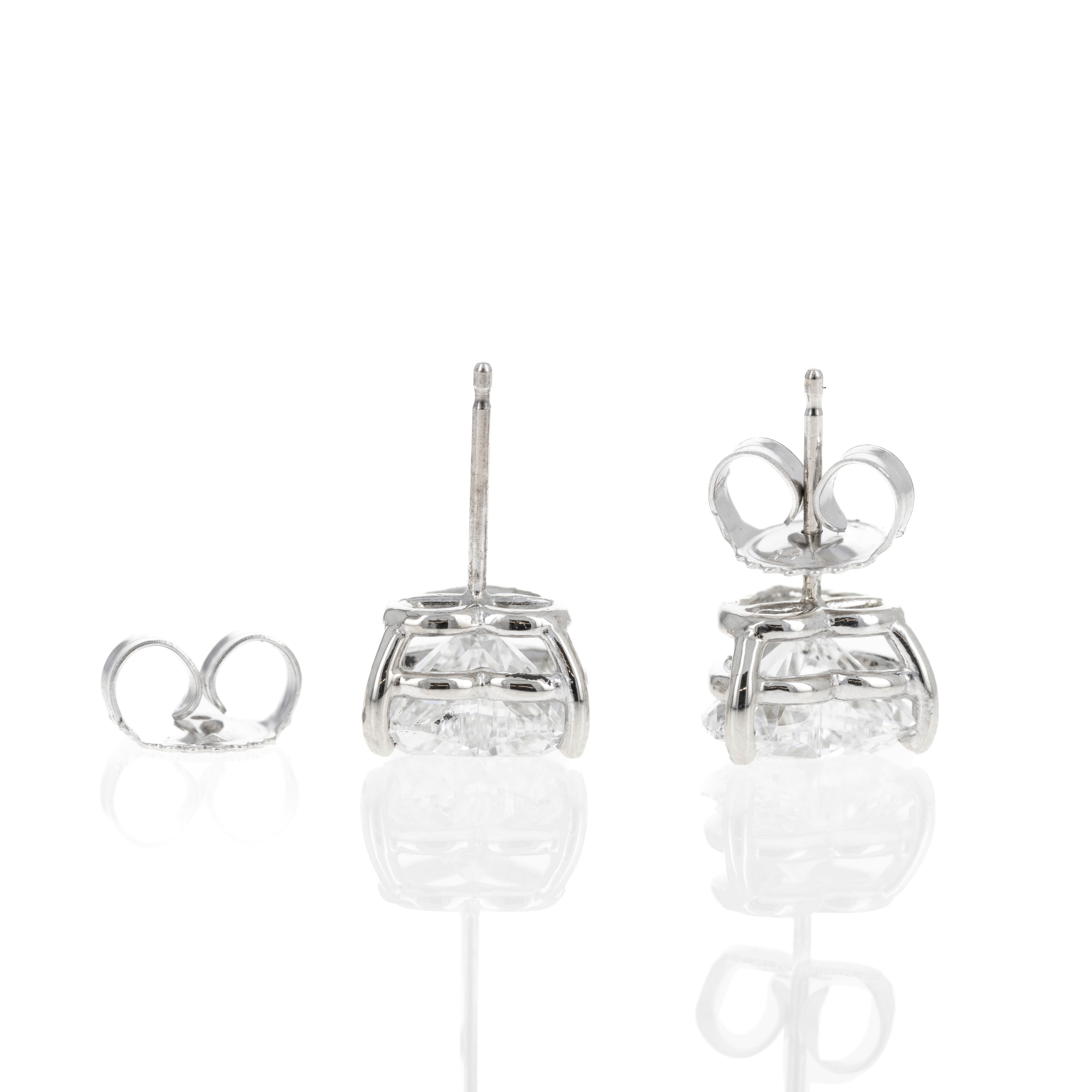 14K White Gold 4.08 Carat Lab Grown Heart Diamond 3 Prong Martini Studs IGI Certified - Queen May